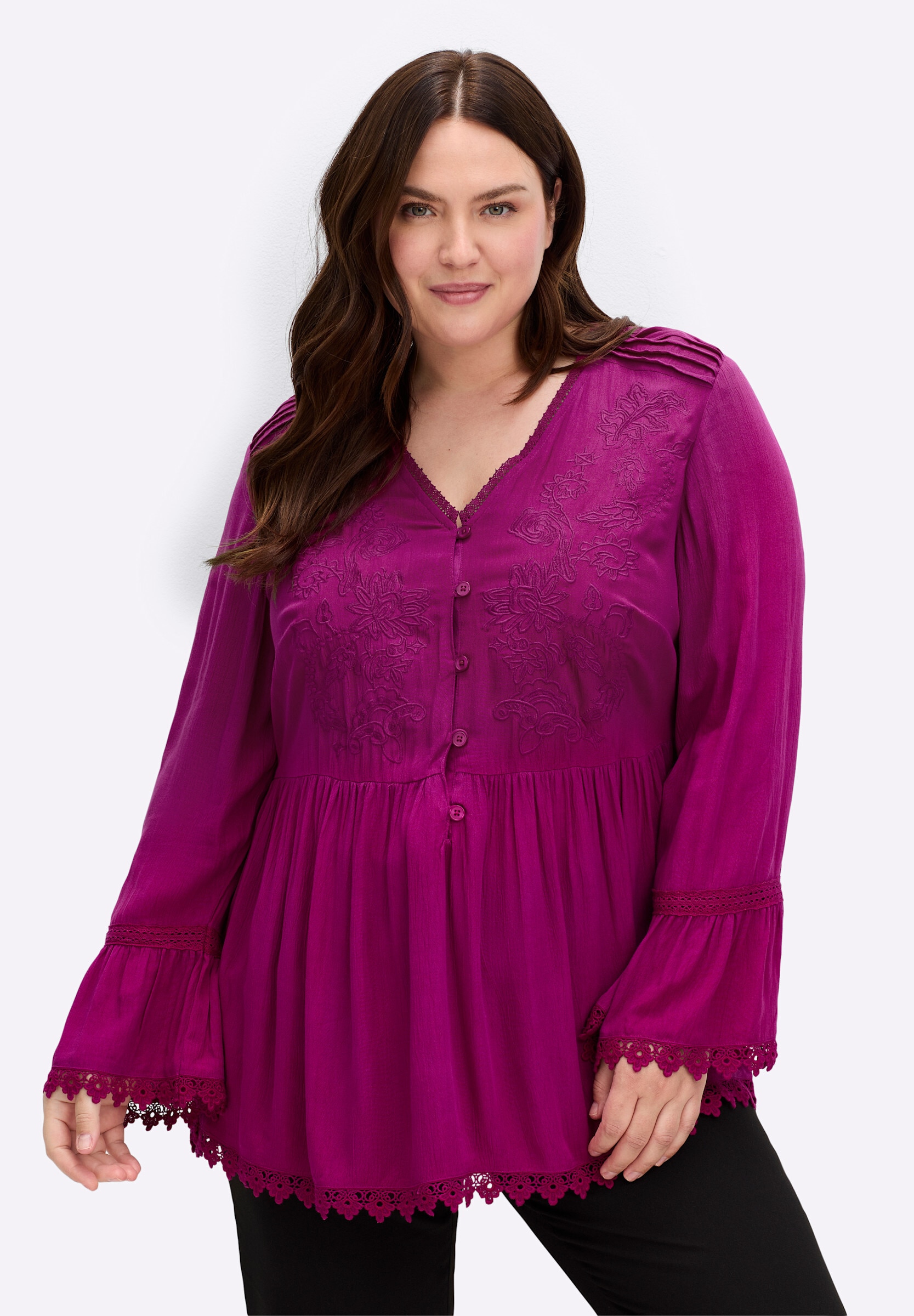 sheego by Joe Browns Longbluse »Tunika Tunika mit Stickereien und Spitze«