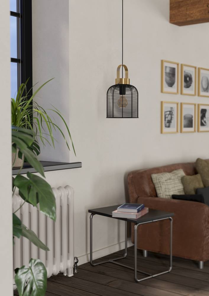 EGLO Hängeleuchte »ROUNDHAM« E27 1 Stk. Hängeleuchte, schwarz, messing-gebürstet,  1X40W exkl.