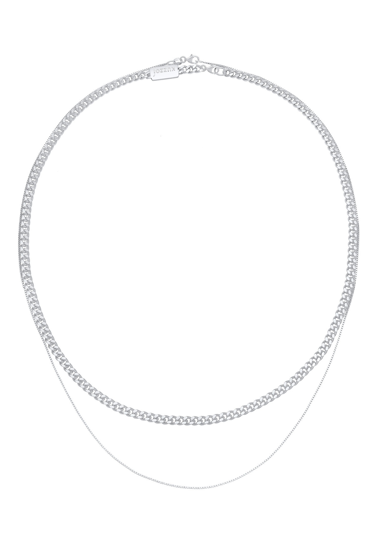 Kuzzoi Silberkette »Halskette Herren Ketten Panzer Venezia ( 2 tlg.) 925 Silber«