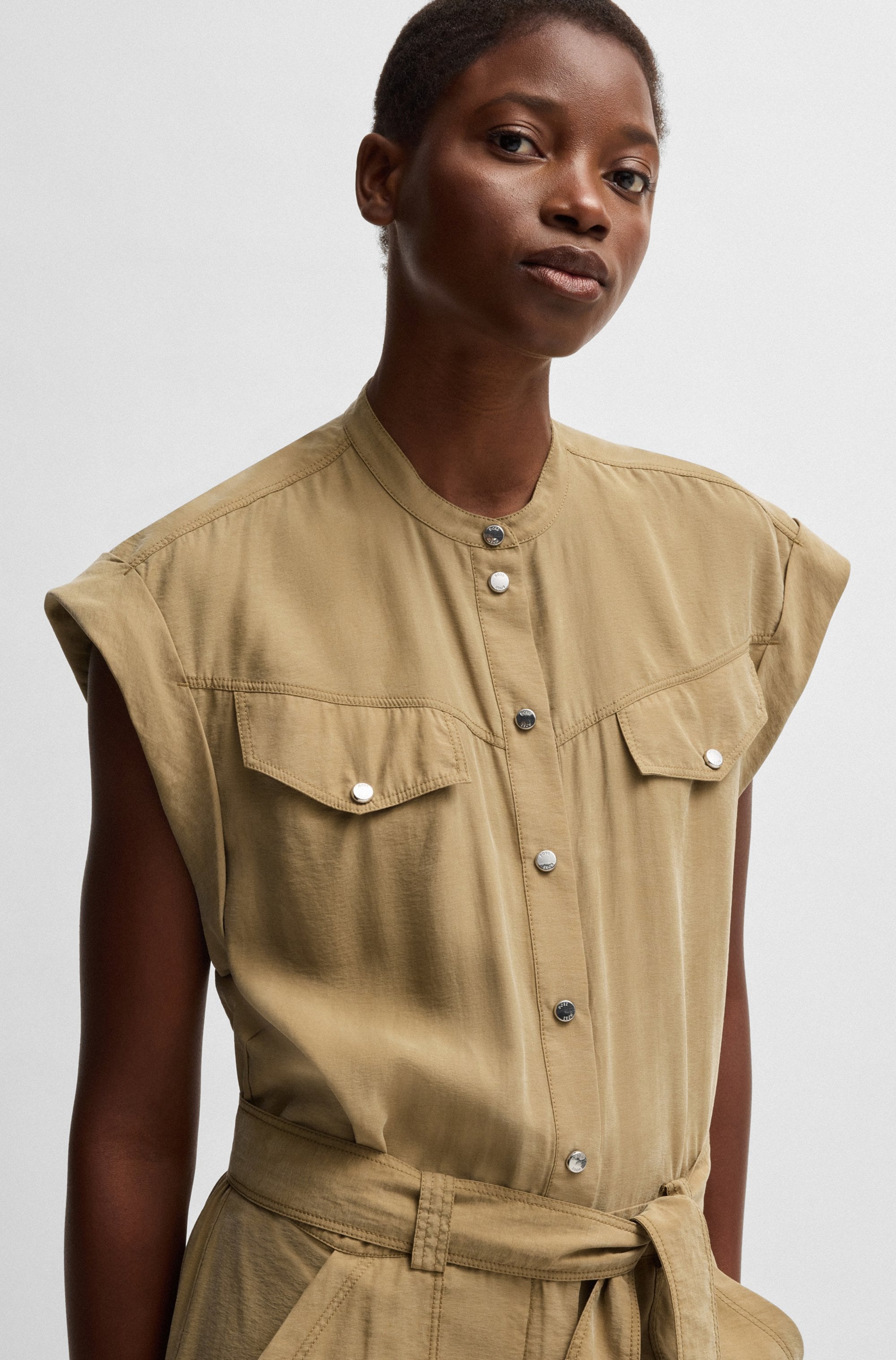 BOSS ORANGE Blusenkleid »Dridy Premium Damenmode«, mit Gürtel, Pattentaschen