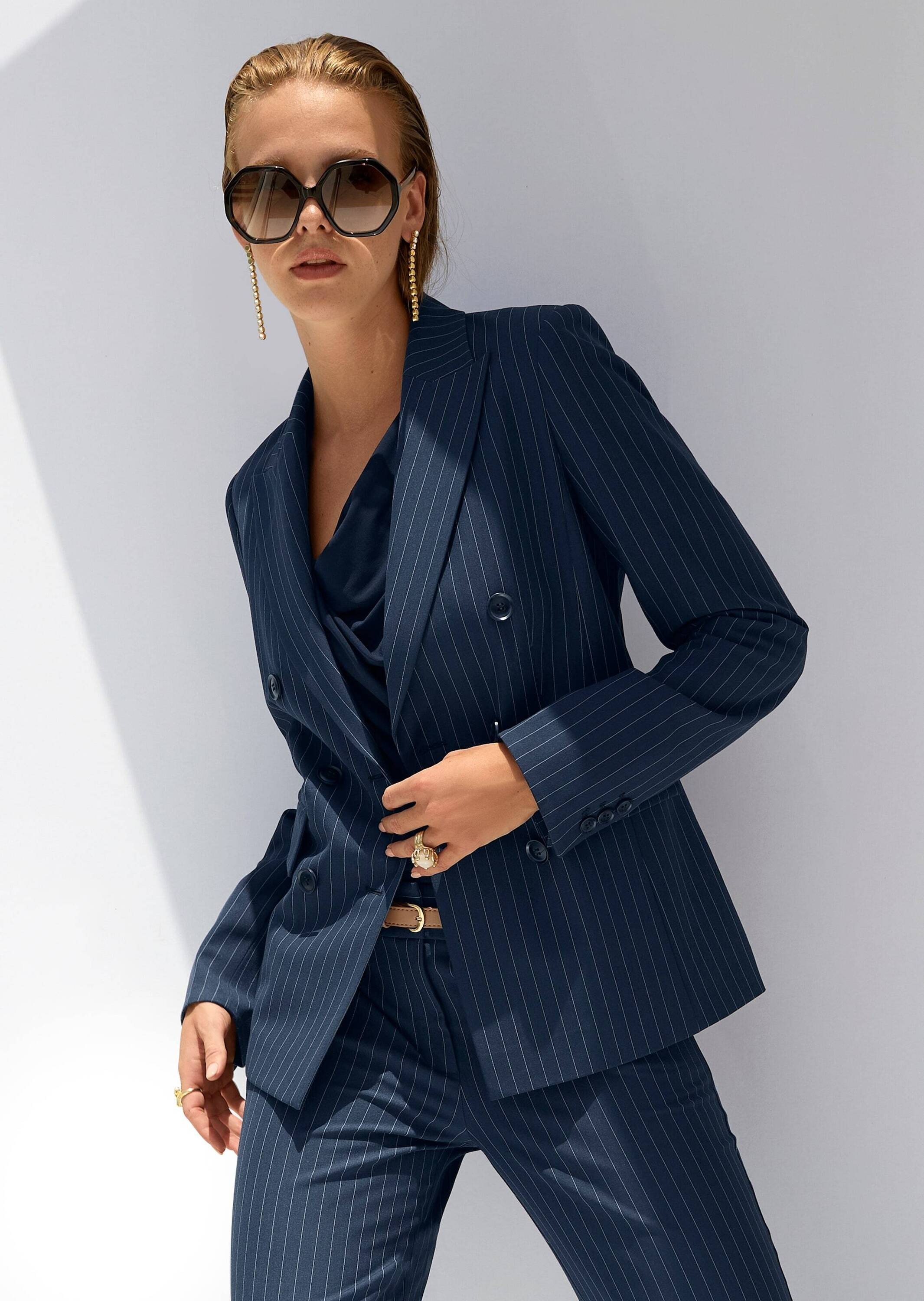 MADELEINE Jackenblazer »Blazer Longblazer mit Nadelstreifen« Doppelt gesetzte Knopfleiste