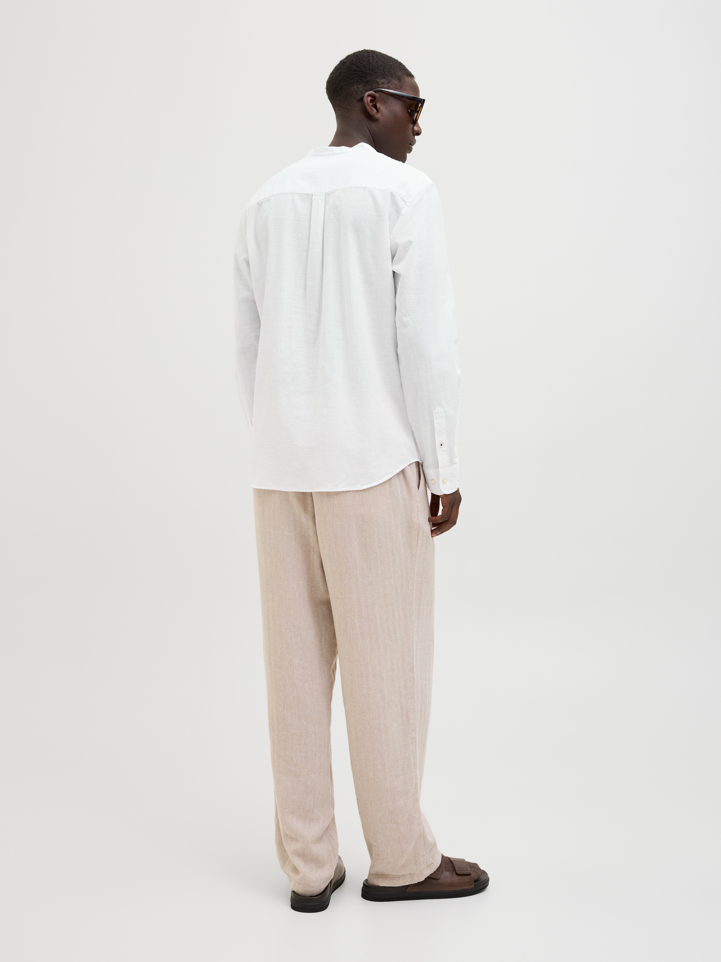 Jack & Jones Langarmhemd »JJESUMMER HALF PLACKET SHIRT LS SN«, mit Bandkragen