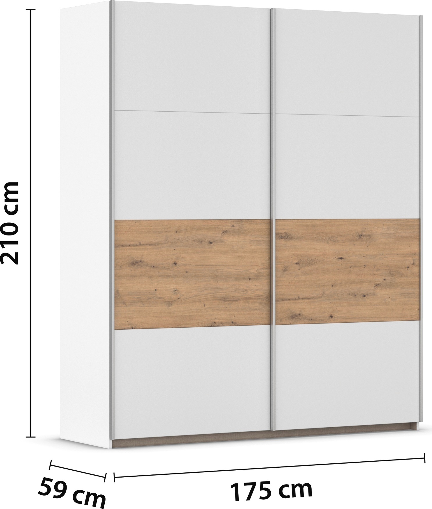 rauch Schwebetürenschrank »Kleiderschrank Schrank Garderobe Schlafzimmerschrank OXFORD«, (in 3 verschiedenen Ausstattungen BASIC/CLASSIC/PREMIUM), mit Griffleisten aus Metall, auch für kleinere Räume MADE IN GERMANY