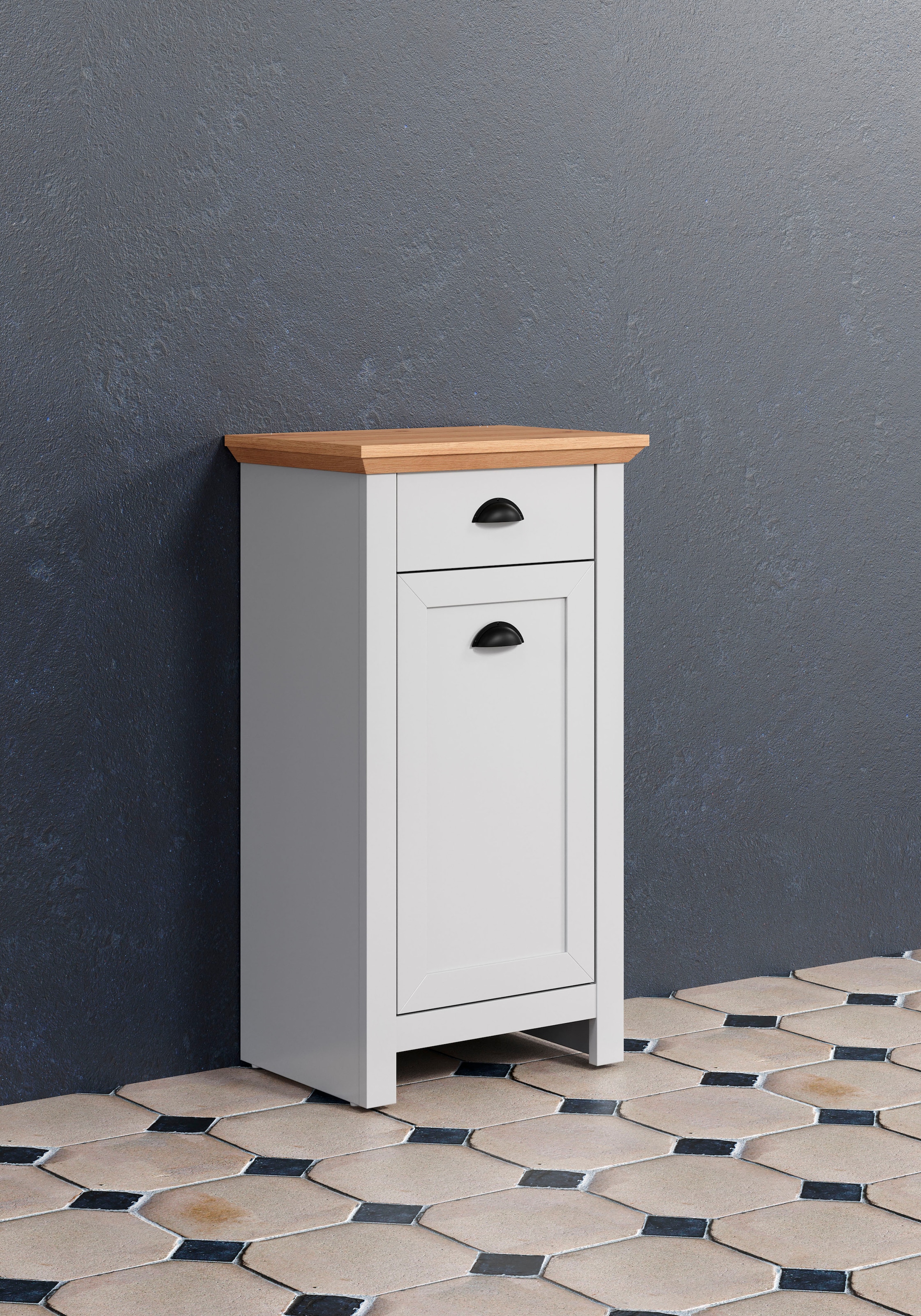 Home affaire Badkommode, Unterschrank mit Muschelgriffen im Landhausstil - (B/T/H) 46/33/84 cm