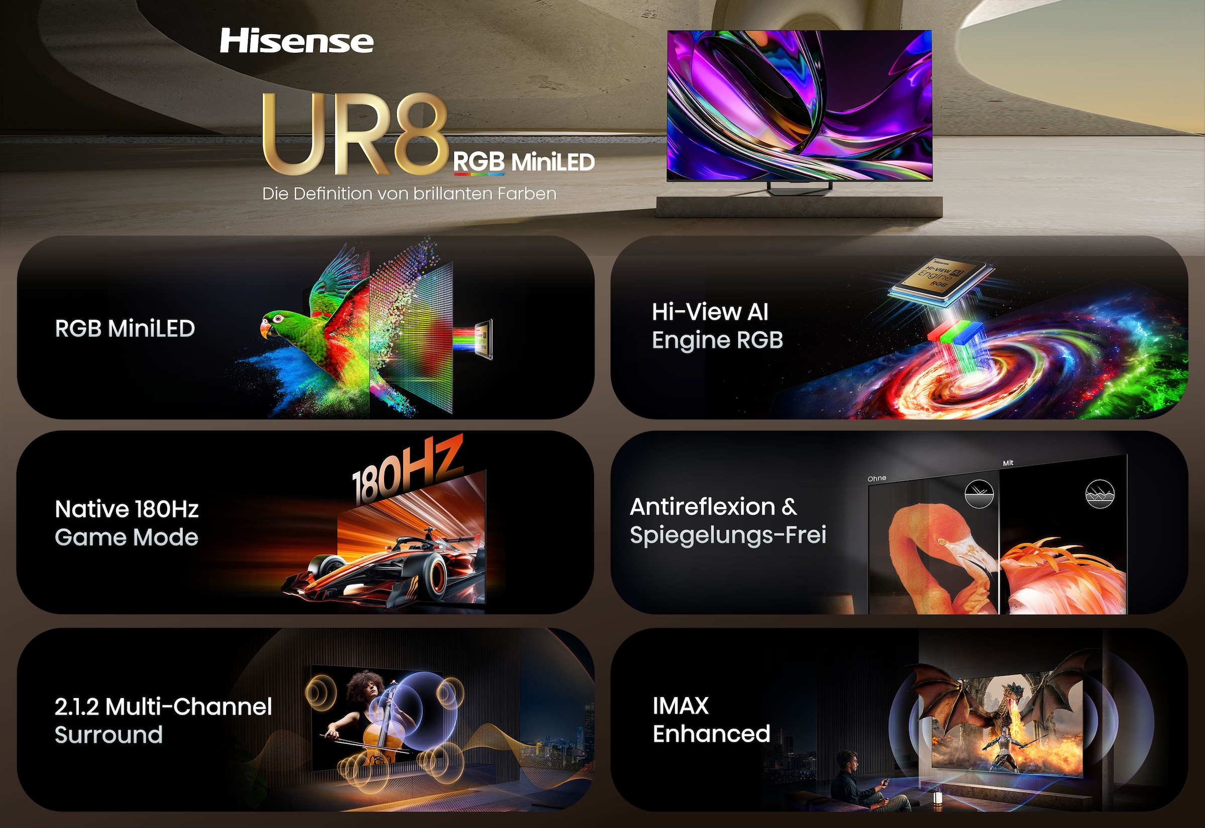 Hisense Mini-LED-Fernseher »55UR8DS« 139 cm/55 ″ Smart-TV