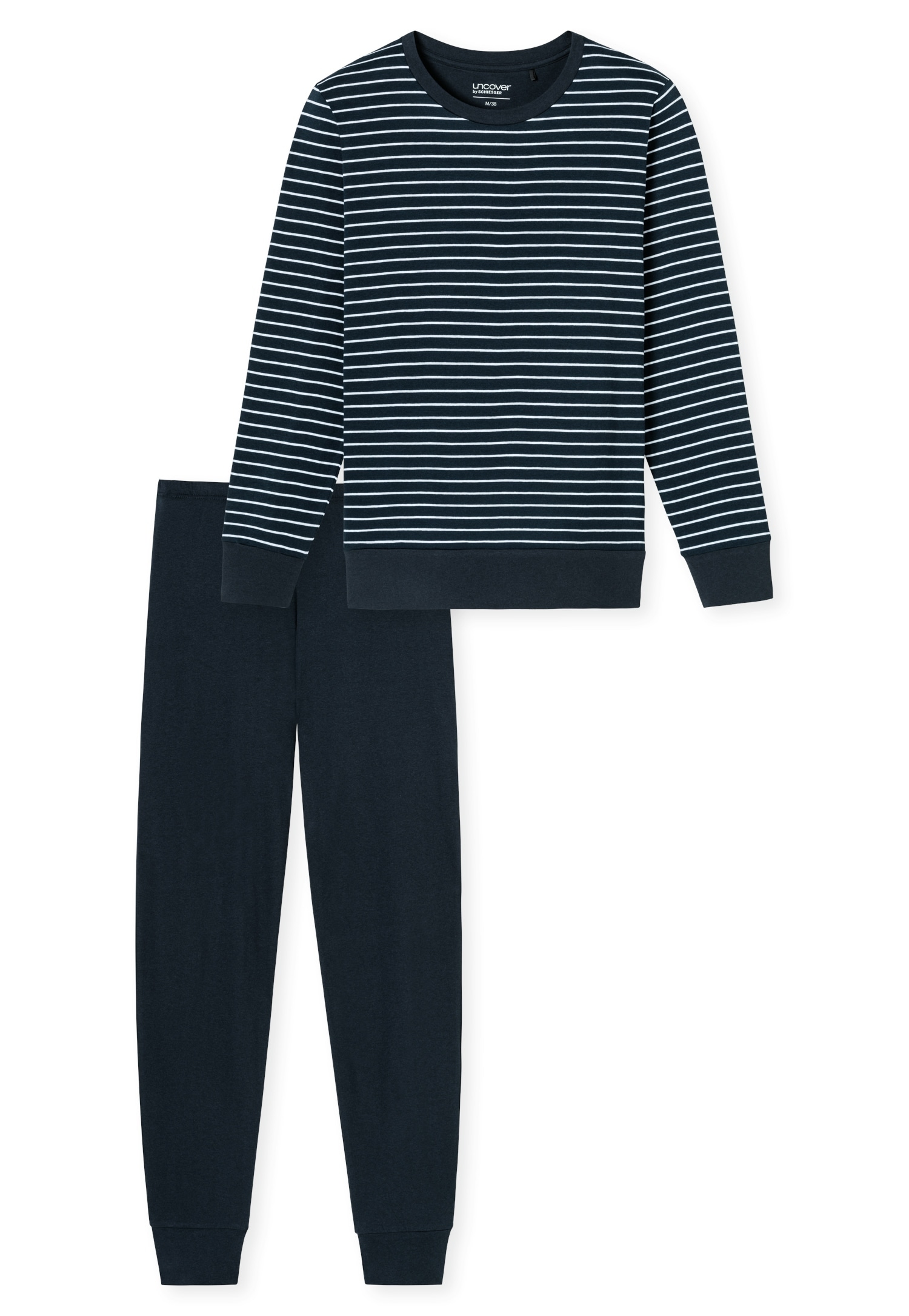 uncover by SCHIESSER Schlafanzug »UNCOVER Nightwear«, (2 tlg.), Rundhalsausschnitt, Pure Cotton, Streifen, Single Jersey, Langarm