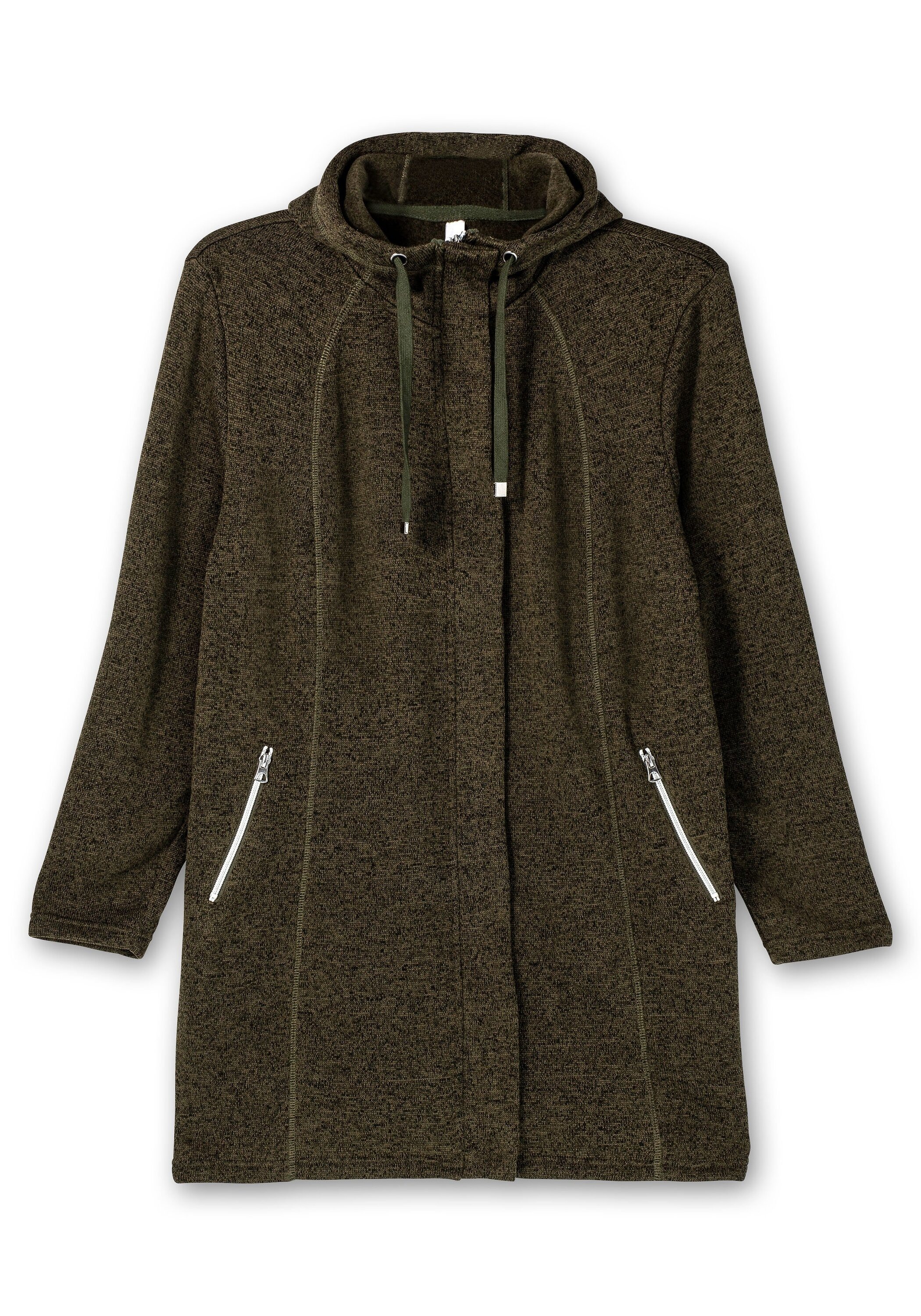 Sheego Sweatjacke »Fleecejacke mit Kapuze, in Melange-Optik«