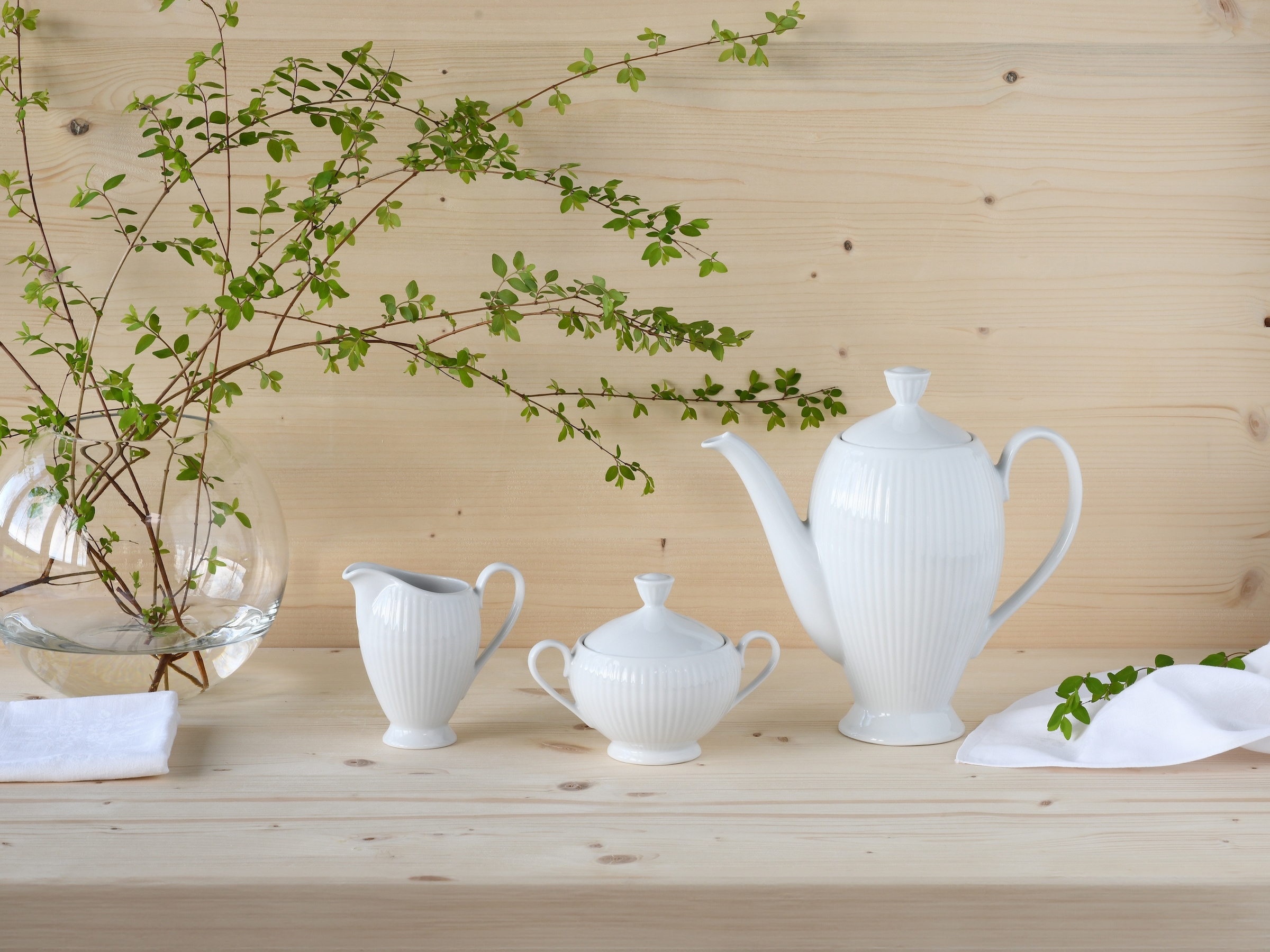 CreaTable Kaffeeservice »Valencia Weiß, Kaffeegarnitur 3-tlg« Elegant, Boho Chic