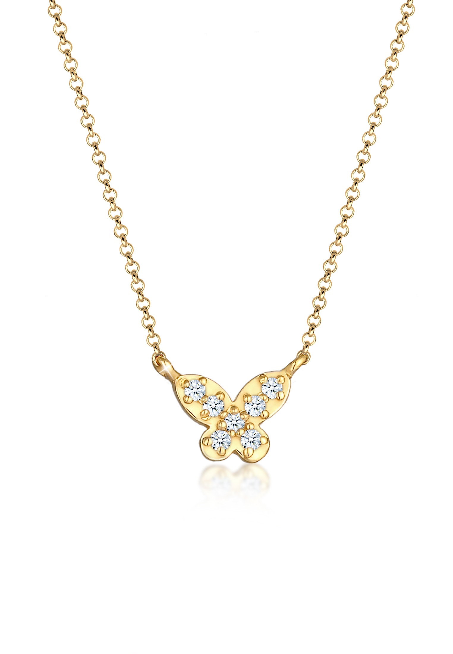 Elli DIAMONDS Silberkette »Halskette Schmetterling Diamanten (0.11 ct) 925 Silber«