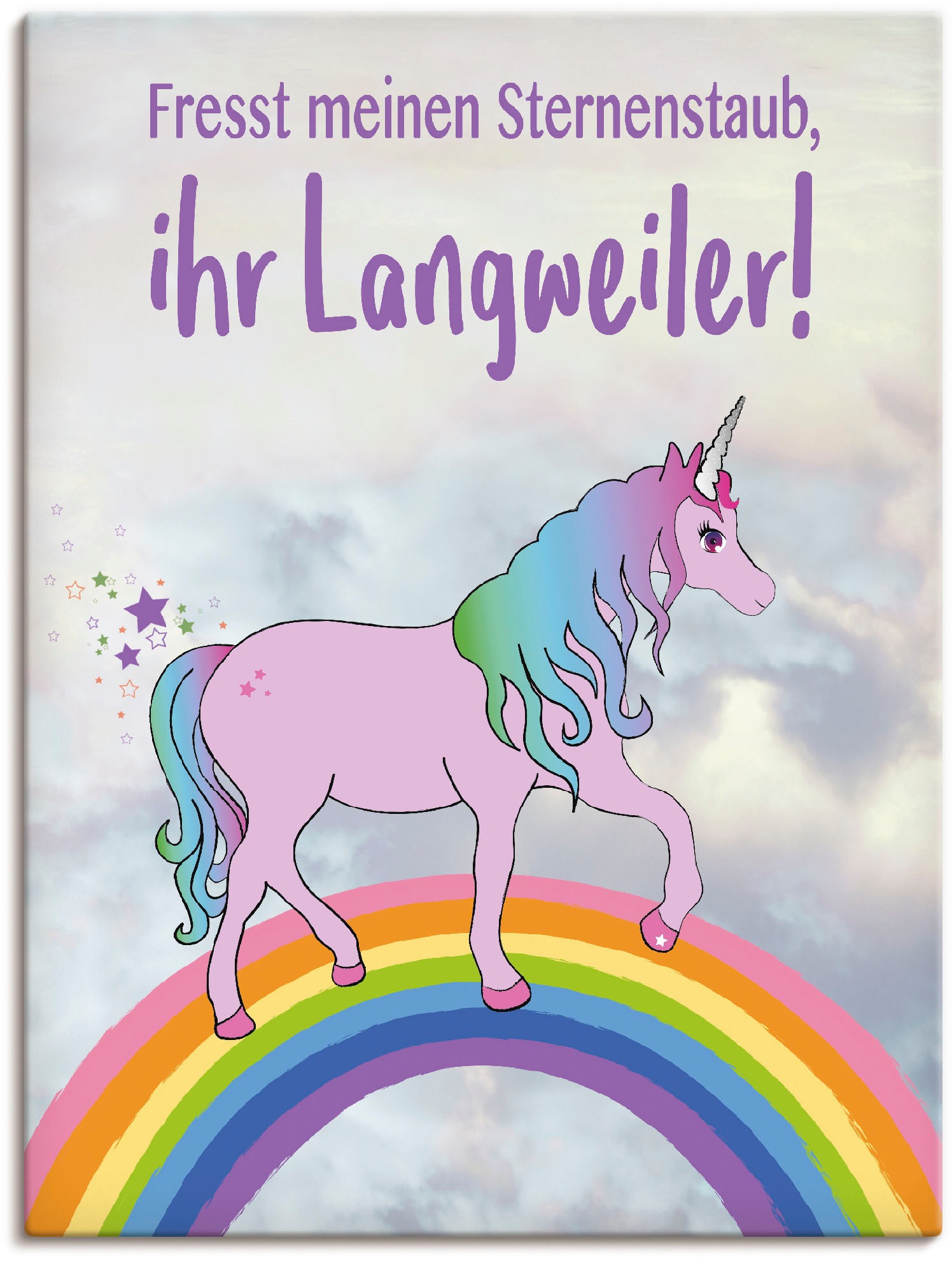 Leinwandbild »Einhorn fresst meinen Sternenstaub«, Animal Fantasy, (1 St.), auf...