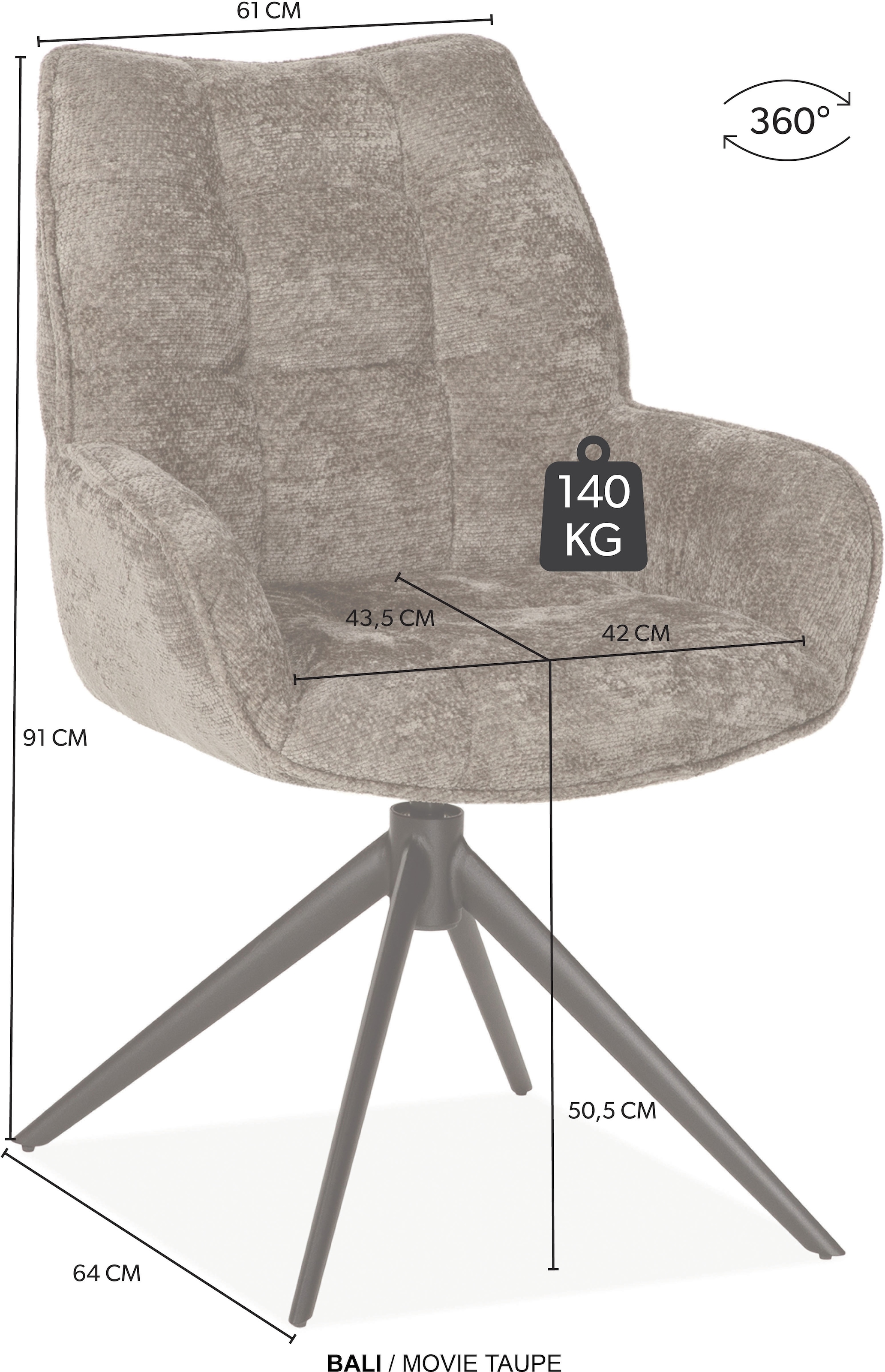 OMG Design Esszimmerstuhl »Bali« (Set) 2 Stk.Drehstuhl mit auto-return, Armlehnenstuhl