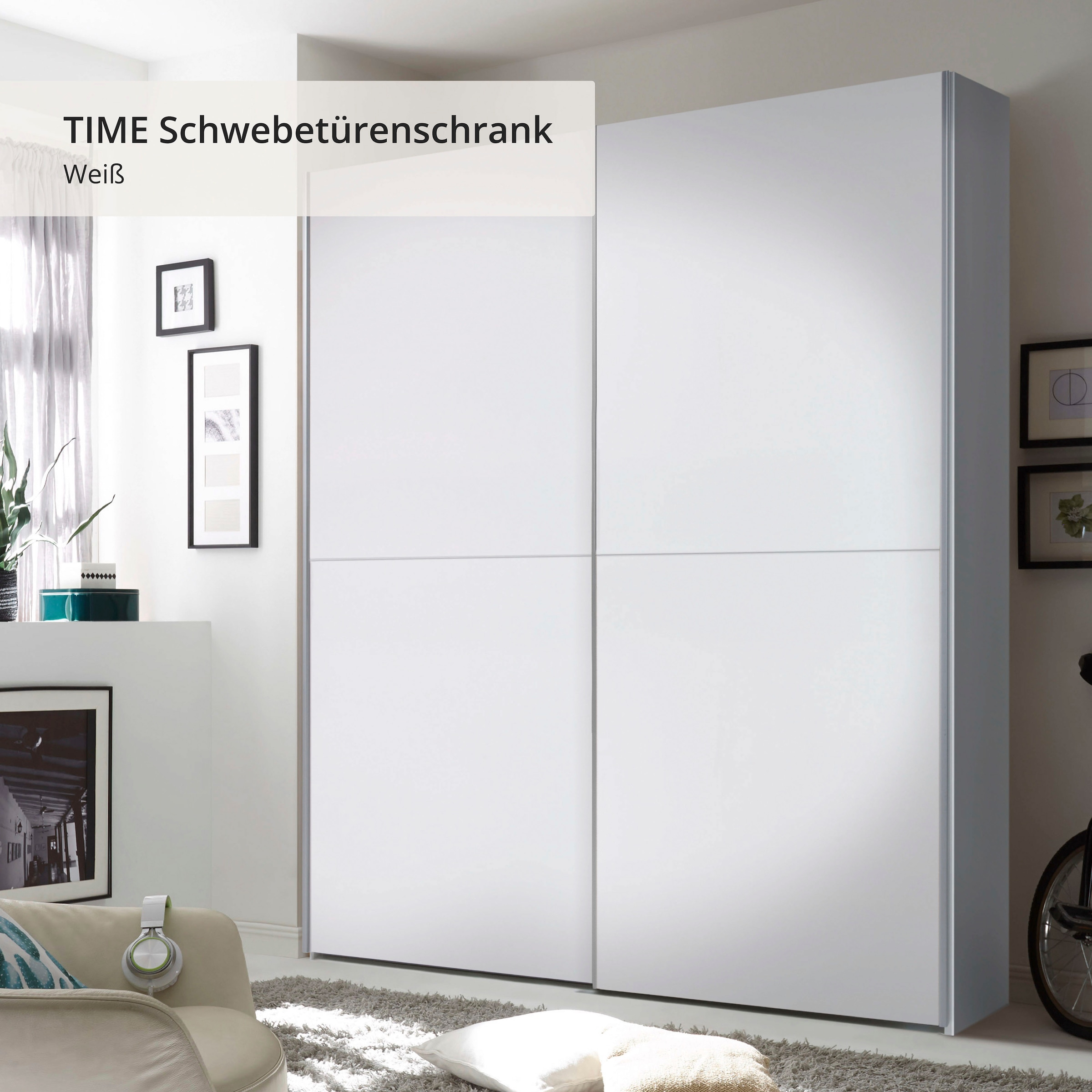 Schlafkontor Schwebetürenschrank »Time Schrank, Kleiderschrank mit Schiebetüren« 4 Türelemente als Schachbrettoptik