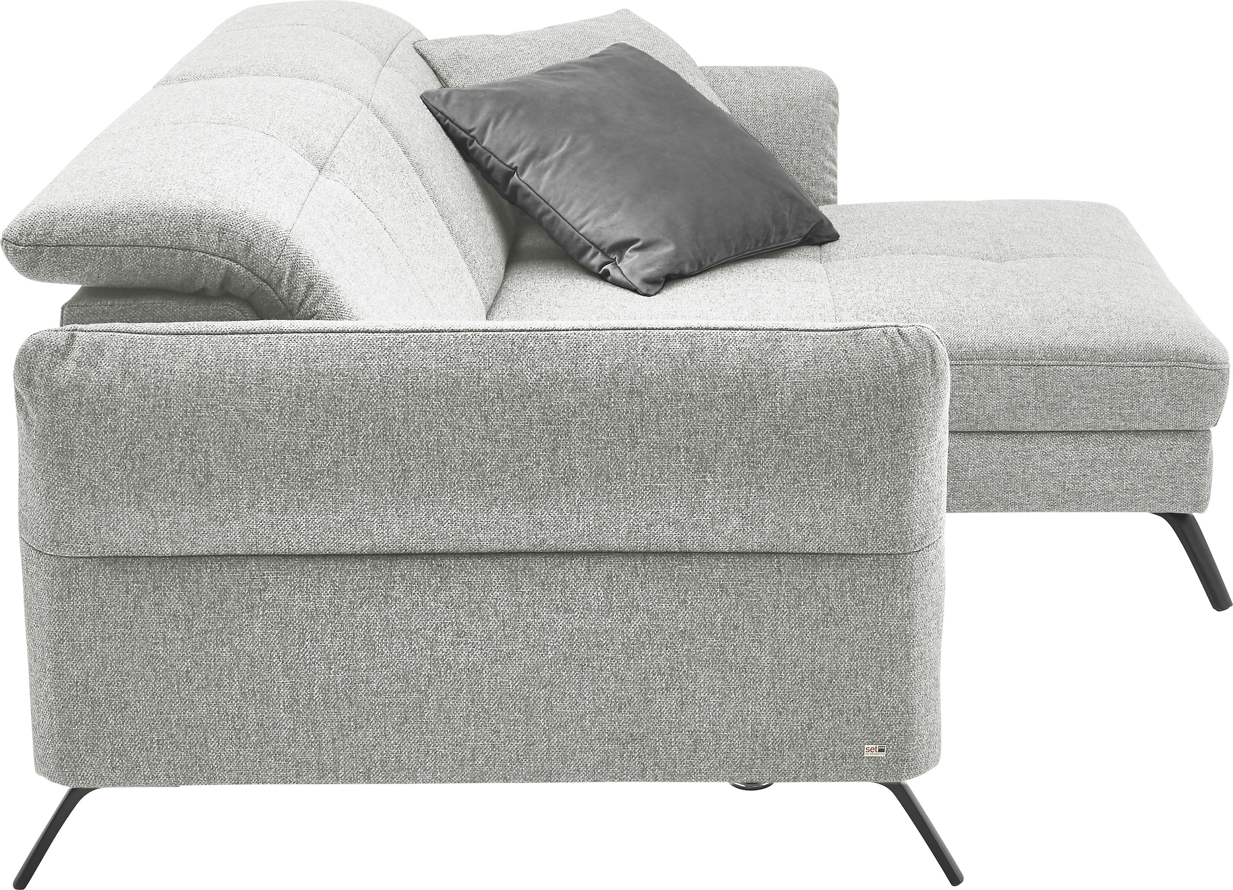 set one by Musterring Ecksofa »SO 4400 V« wahlweise mit motorischer Bettfunktion & Kopfverstellung, Fuß schwarz