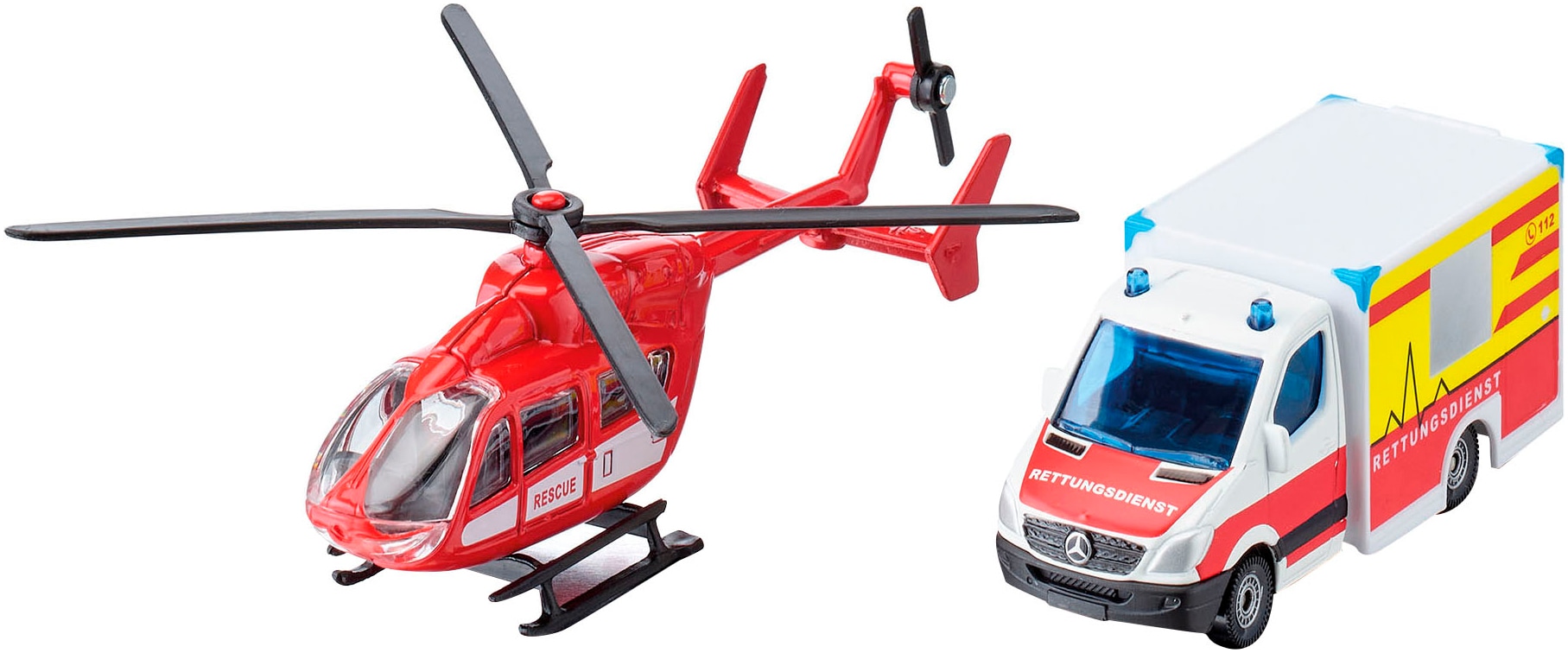 Siku Spielzeug-Krankenwagen »SIKU Super, Mercedes-Benz Rettungswagen und Helikopter (1748)«
