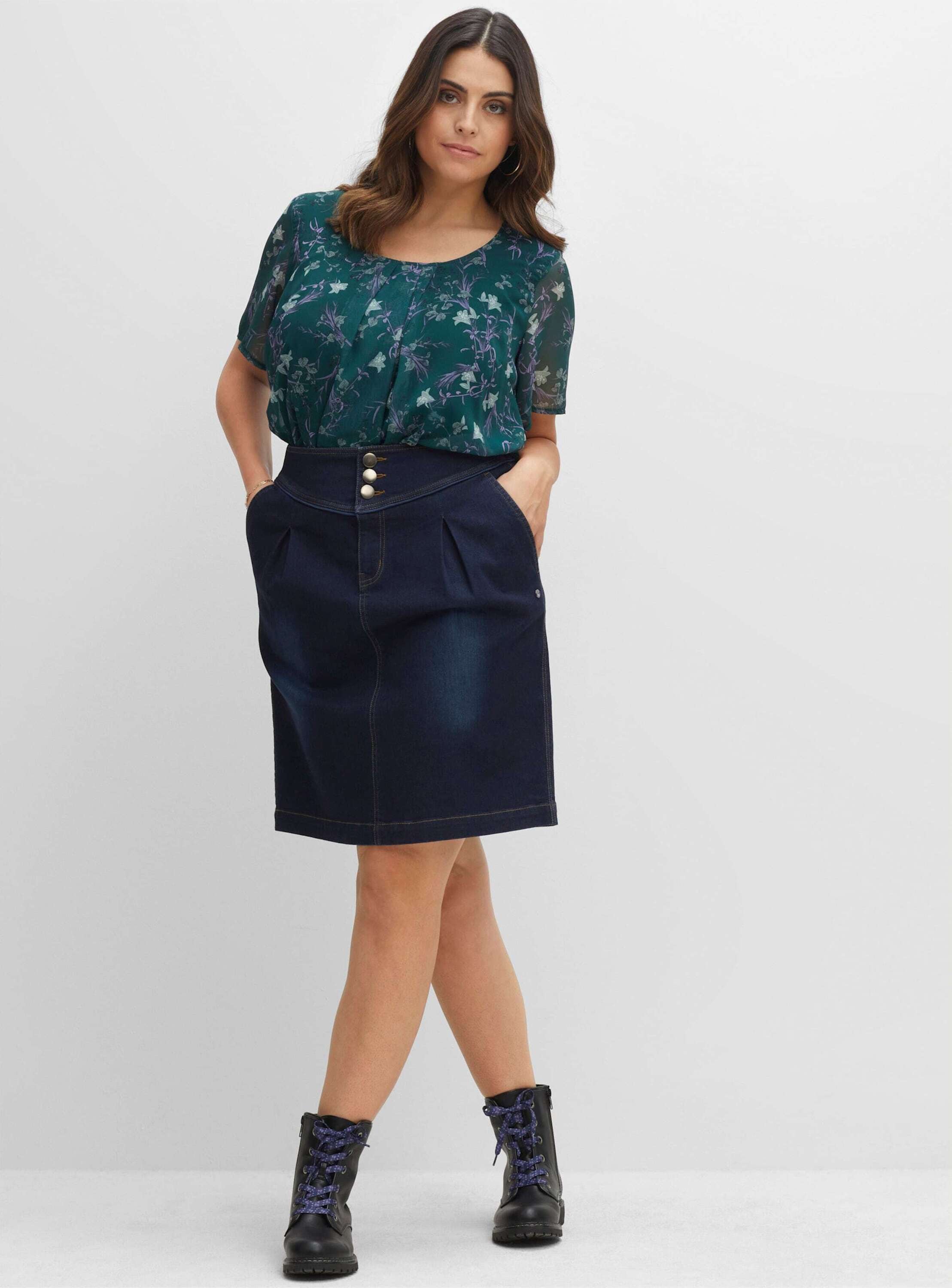 Sheego Longshirt »T-Shirt 2-in-1-Shirt aus Chiffon, mit Schlitz vorn«