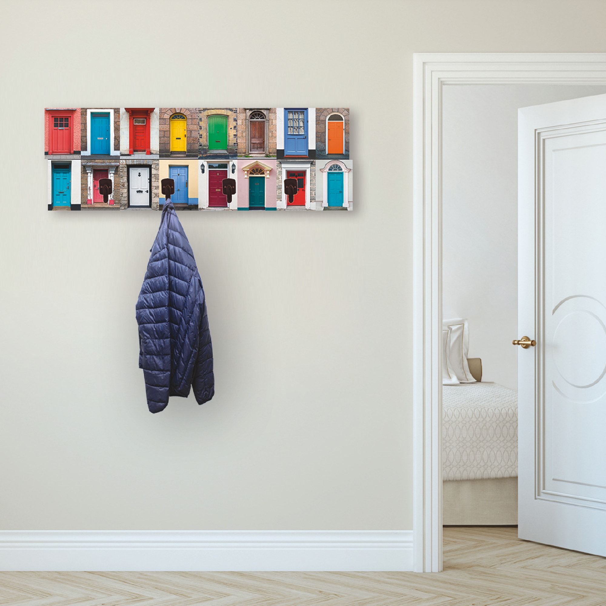 Artland Garderobenleiste »Fotocollage von teilmontiert bunten auf Haustüren«, Rechnung 32 kaufen