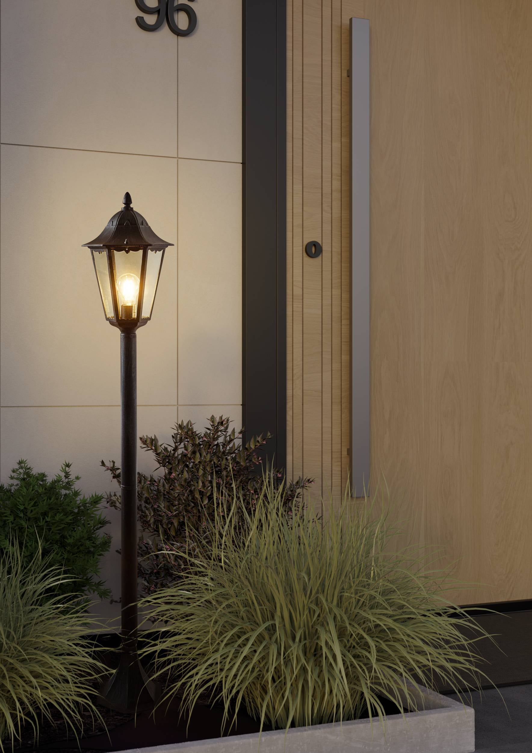 EGLO Stehlampe »Navedo Außen-Stehlmape, Außenlampe, Aluguss und Glas, E27, IP44, Lampe« E27 1 Stk. Stehleuchte - H120 x Ø23 cm - schwarz, silber-patina - 1X60W exkl.