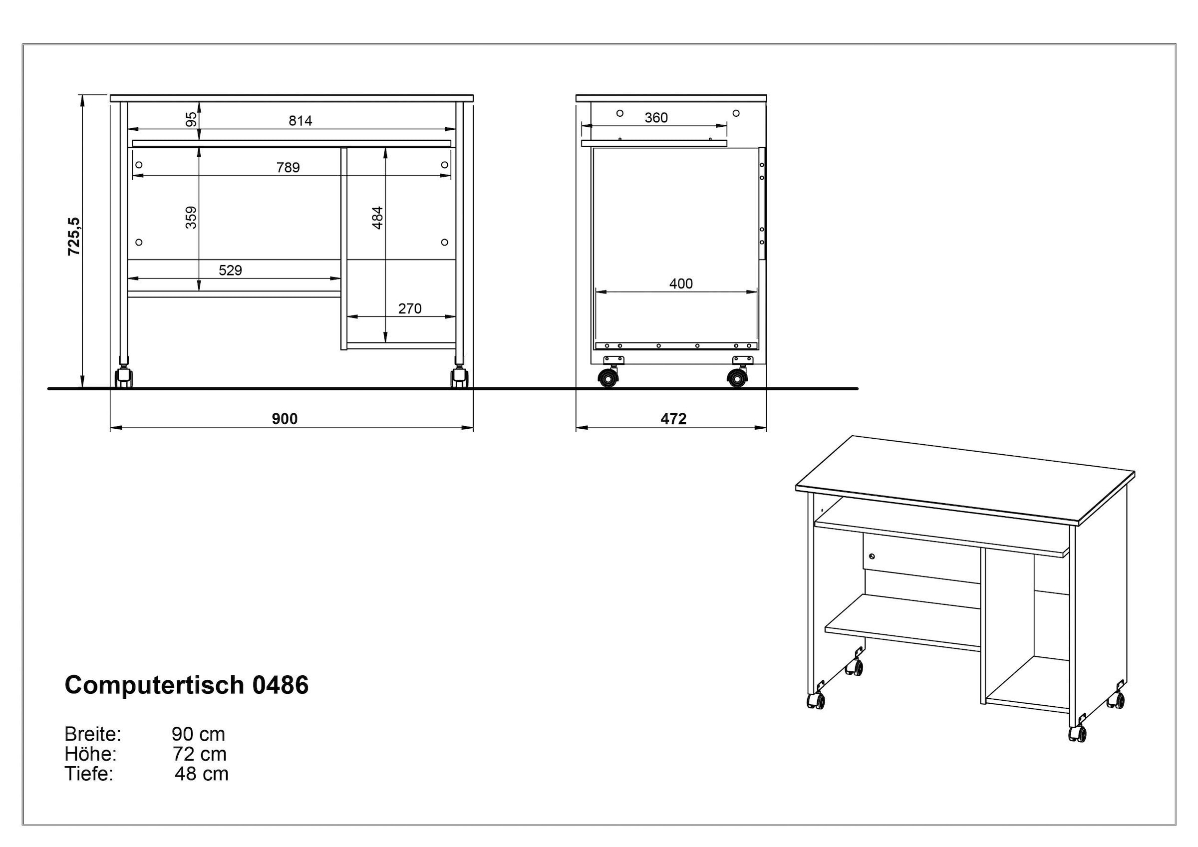 Rechnung geeignet, Tastatur GERMANIA das Computertisch 0486«, »0482 mit / bestellen auf Home Computertisch für Auszug Office