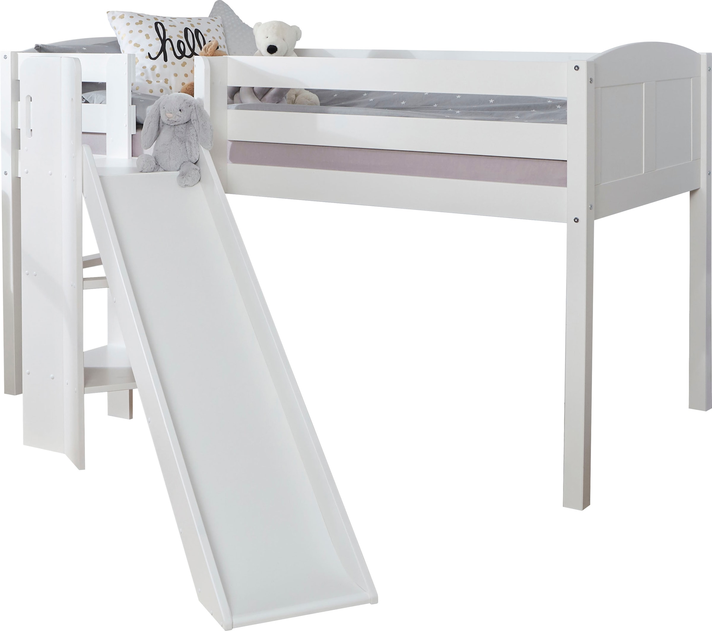 Ticaa Hochbett »Ekki«, mit Rollrost und Textil-Set, Kiefer