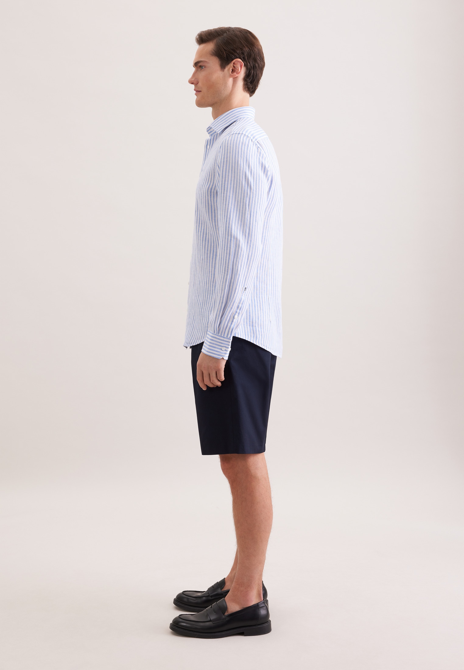 seidensticker Leinenhemd »Schwarze Rose« Shaped 1/1 Kentkragen Gestreift