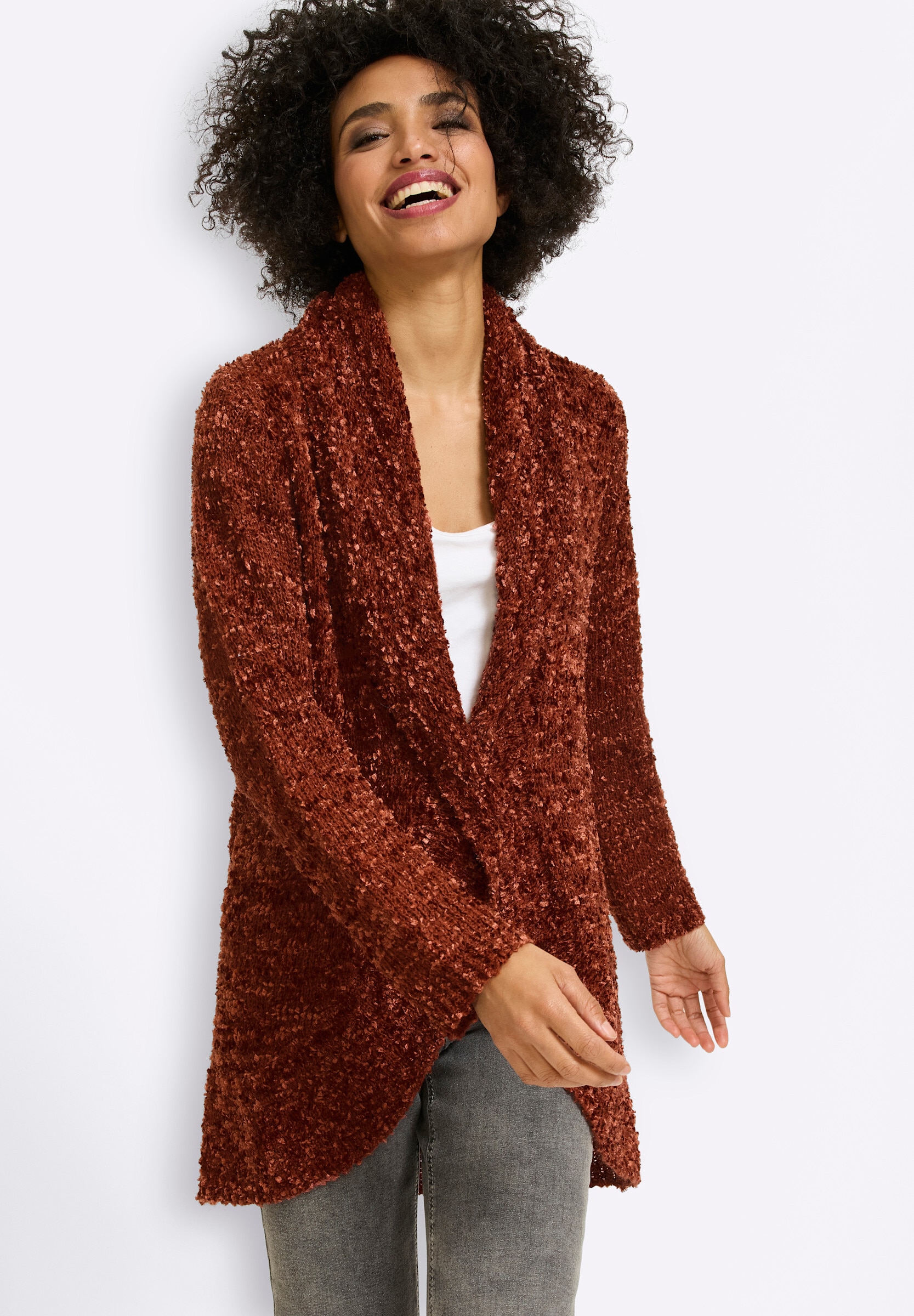 heine Strickjacke »Strickmantel Longstrickjacke aus Chenille«