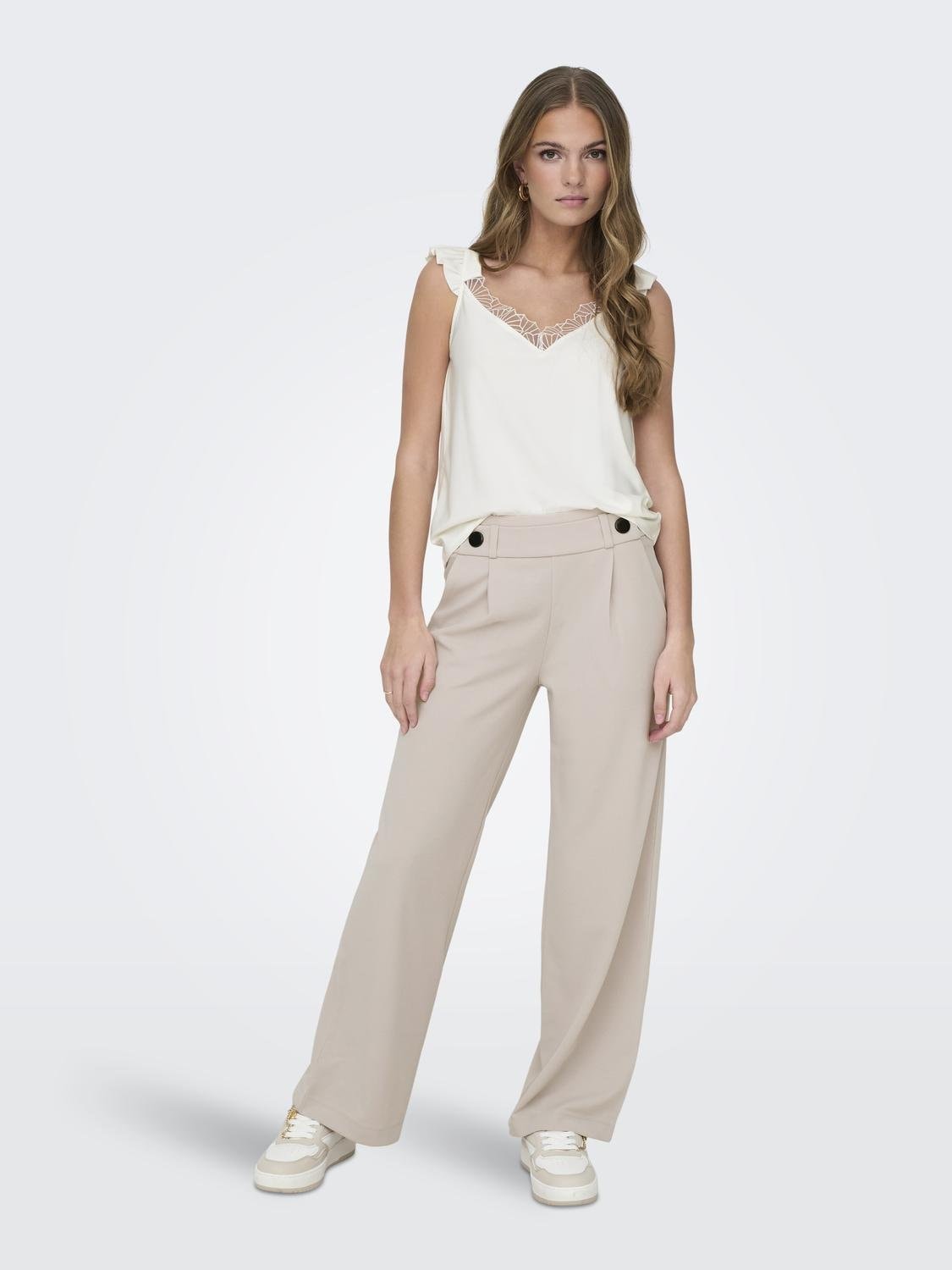 JDY Jerseyhose »JDYGEGGO NEW LONG PANT JRS NOOS«, mit dekorativem Riegel vorne am Bund