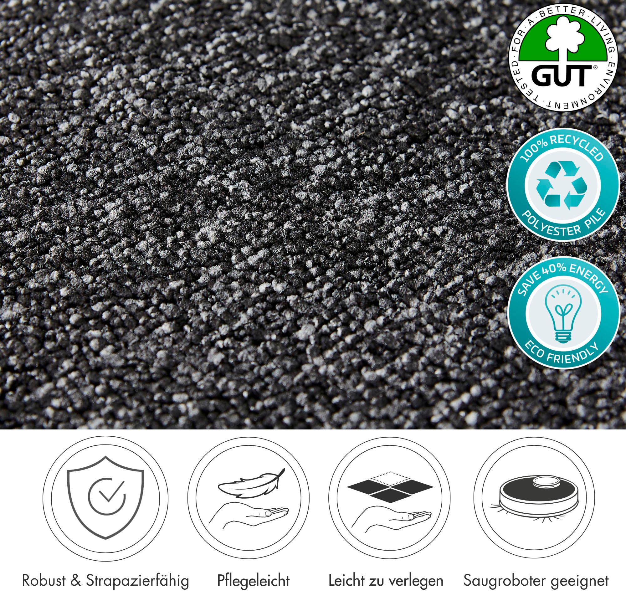 Andiamo Teppichboden »Bruce, Schlinge«, rechteckig, 4 mm Höhe, meliert. Breite 400 cm, Wohnzimmer, strapazierfähig & robust