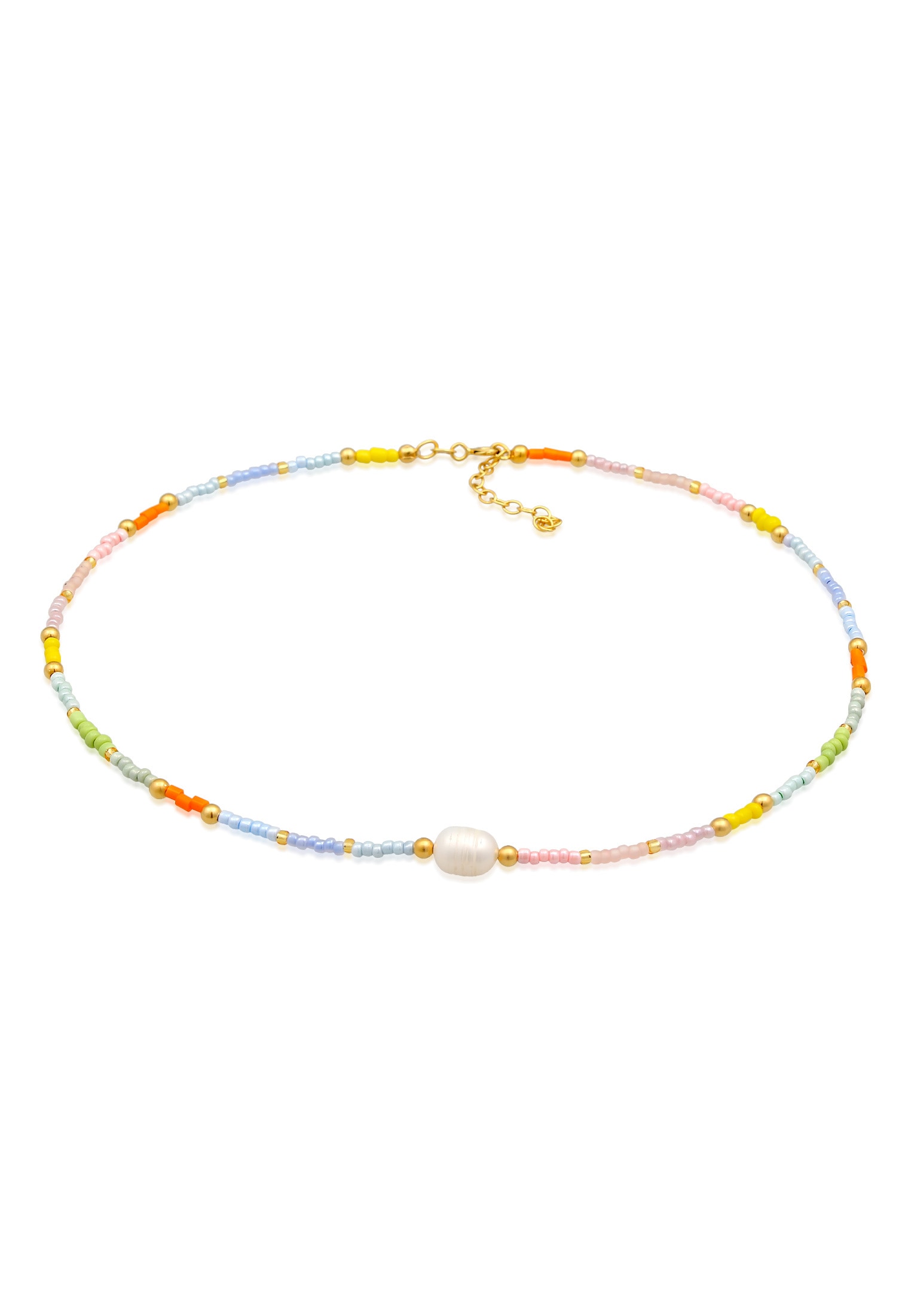 Lange Kette »Halskette Choker Süßwasser-Zuchtperle Glas Beads 925 Silber«