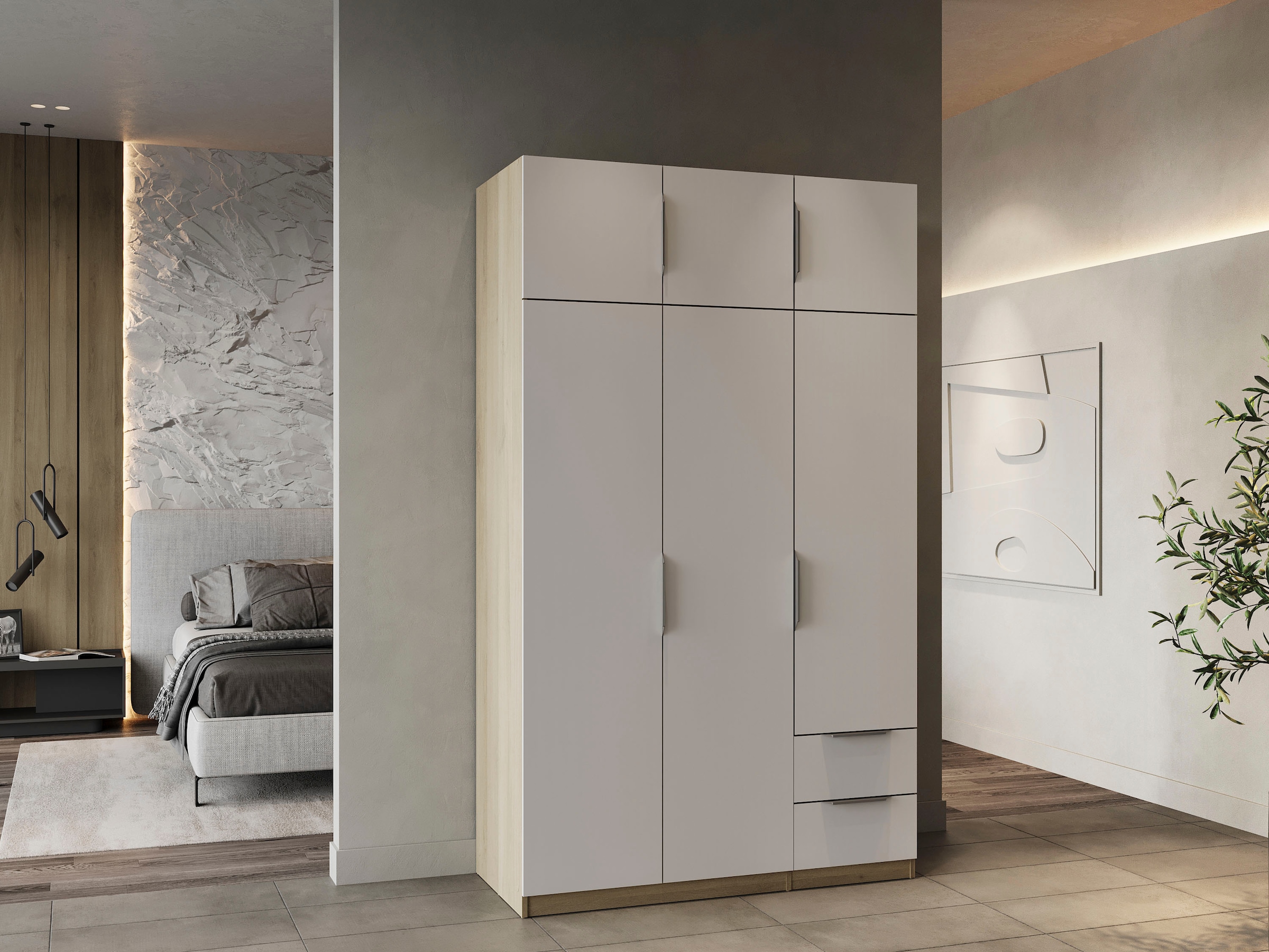 CALICOSY - Armoire 6 portes et 2 tiroirs Ghost - L119,4 cm