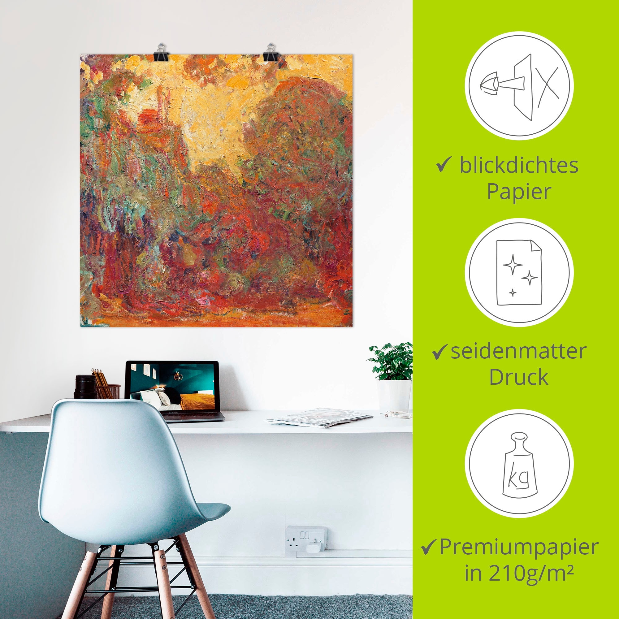 Artland Poster »Das Haus in Giverny Komposition in rot« Gegenstandslos 1 Stk. tlg. ohne Rahmen