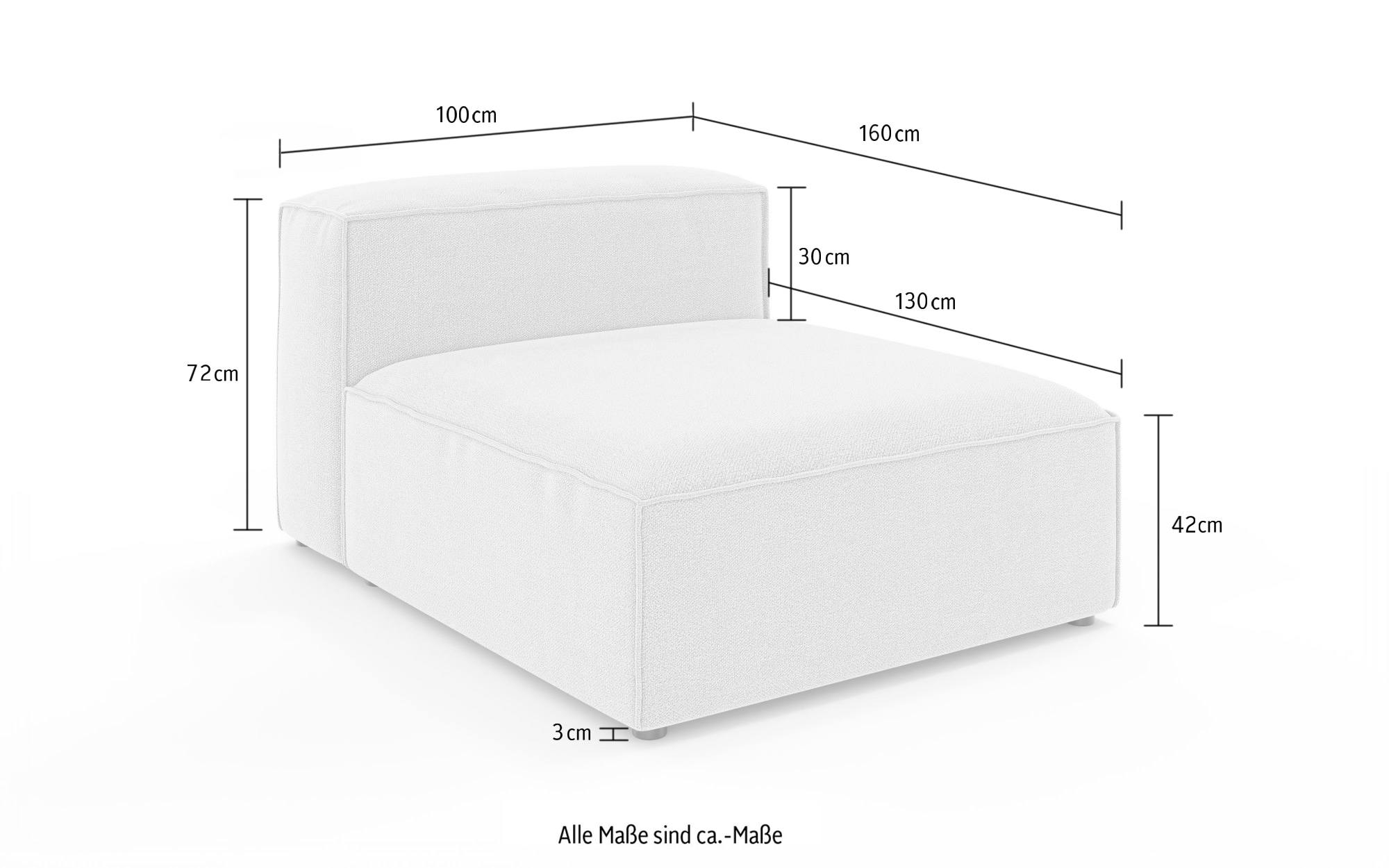 INOSIGN Chaiselongue »XL HAILY extra tief Loungemöbel zum Relaxen, Maße B/T/H: 100/160/72 cm«, als Modul oder separat verwendbar, für individuelle Zusammenstellung