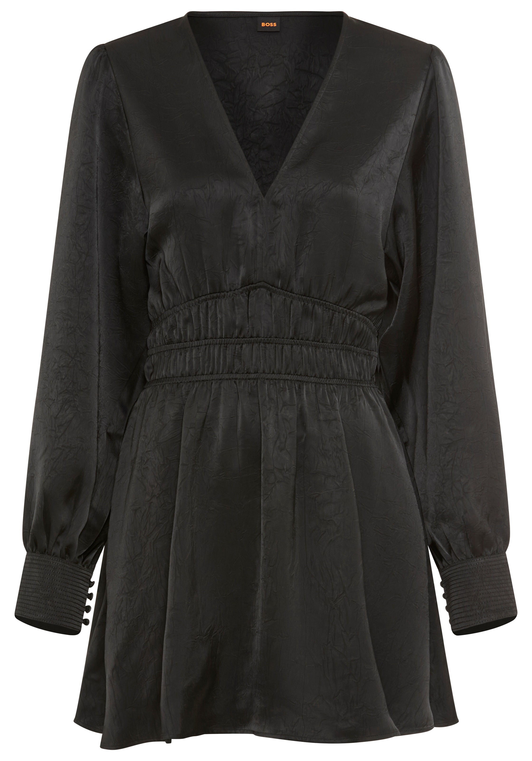BOSS ORANGE Satinkleid »Deply Premium Damenmode« in Crinkle-Optik, Midi-Länge
