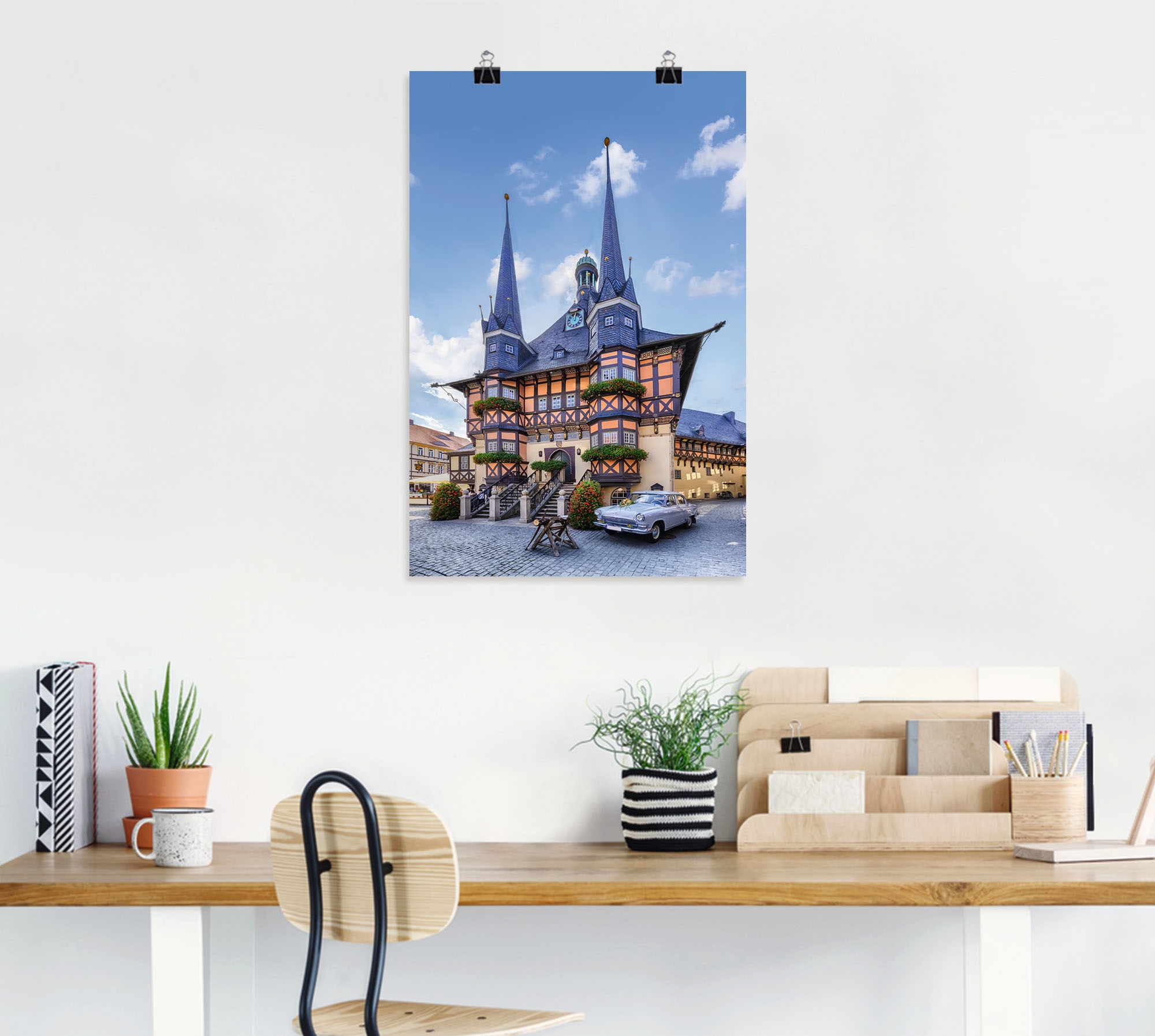 Artland Wandbild »Rathaus Wernigerode, Fachwerkhaus«, Deutschland, (1 St.), als Alubild, Leinwandbild, Wandaufkleber oder Poster in versch. Größen