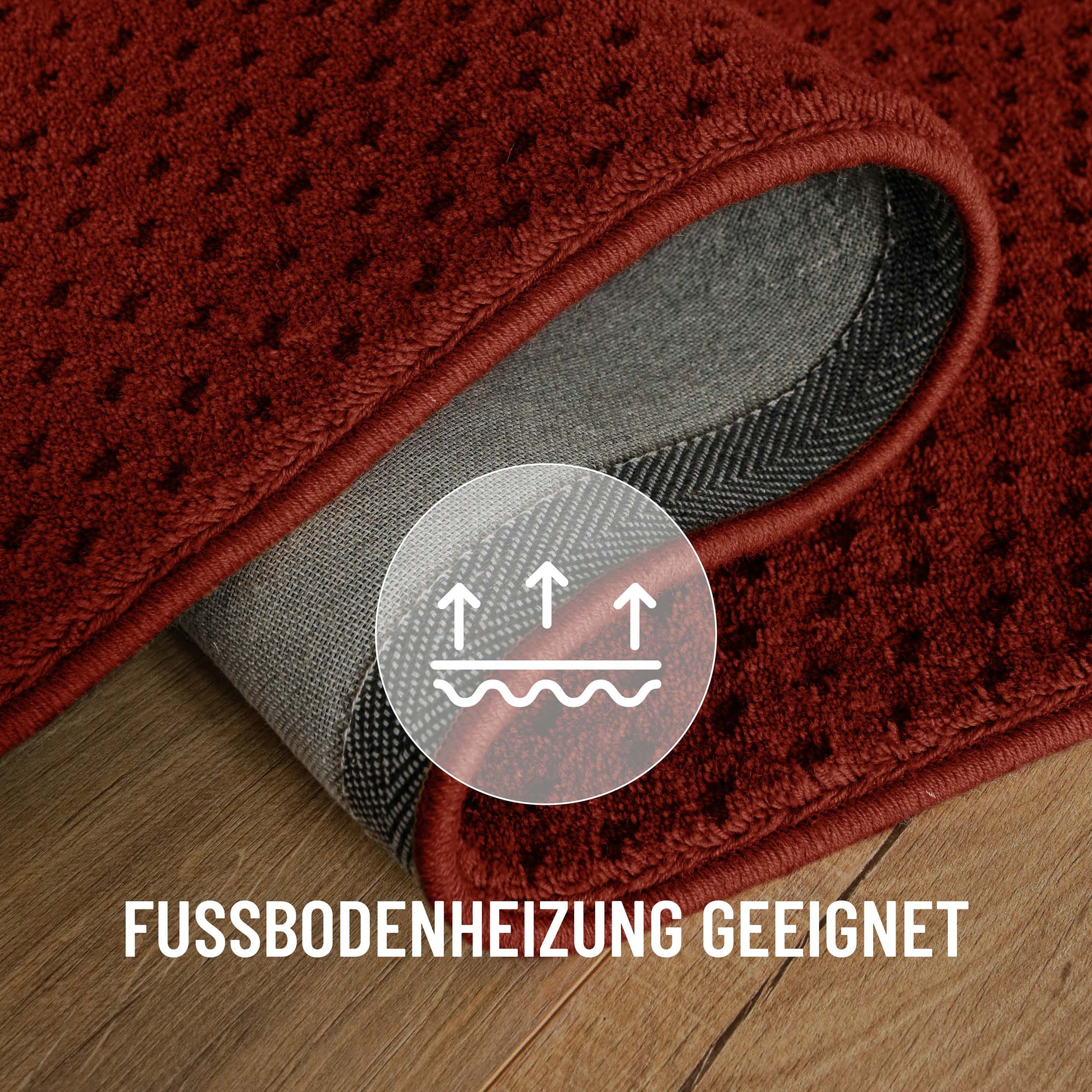 Wecon home Teppich »Castello THREE« rechteckig 7 mm Höhe Schurwolle, Kurzflor mit Hoch-Tief-Effekt, Wohnzimmer, Rautenmuster