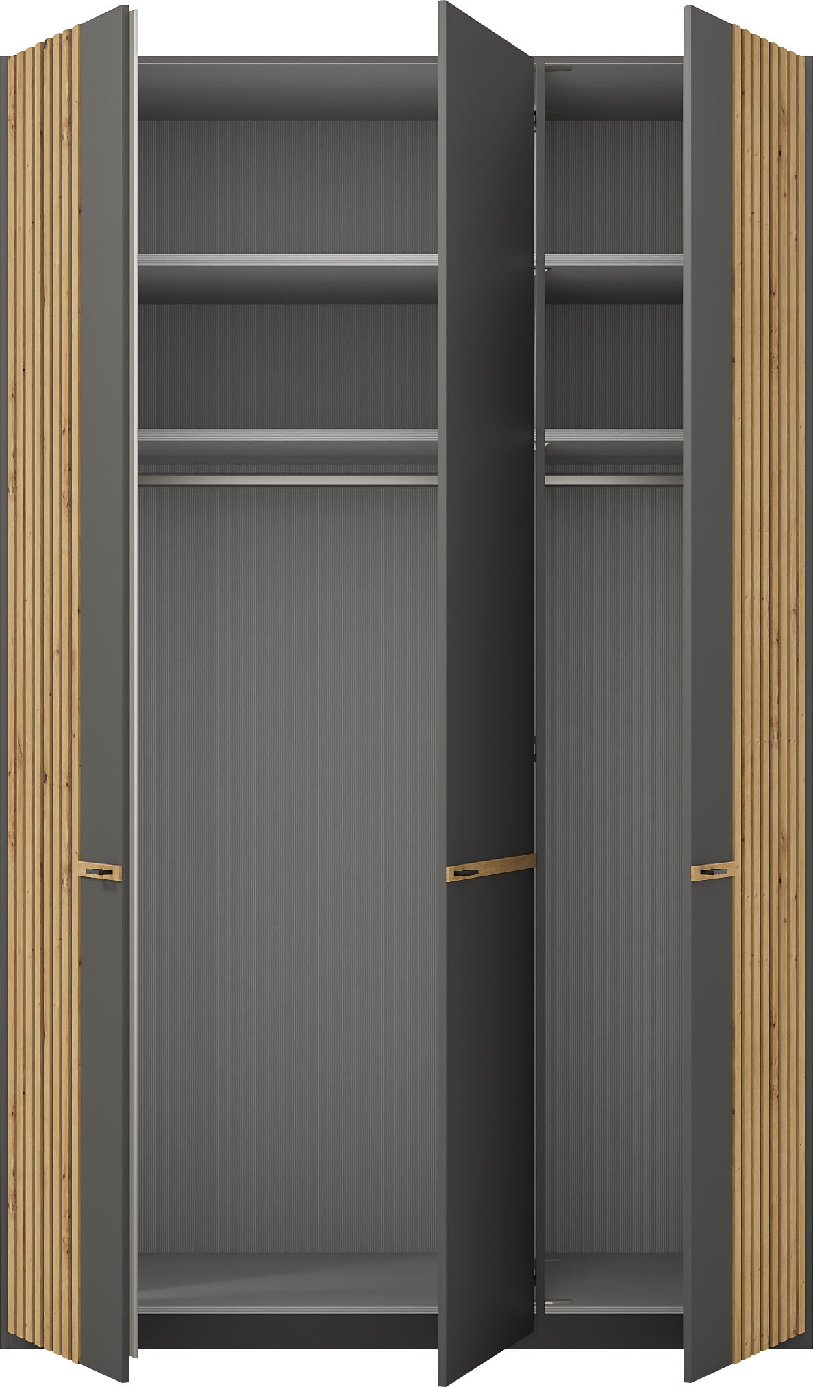 Musterring Drehtürenschrank »Isabelle« Lamellen in Eiche, Griffe in schwarz, verschiedene Größen und Farben