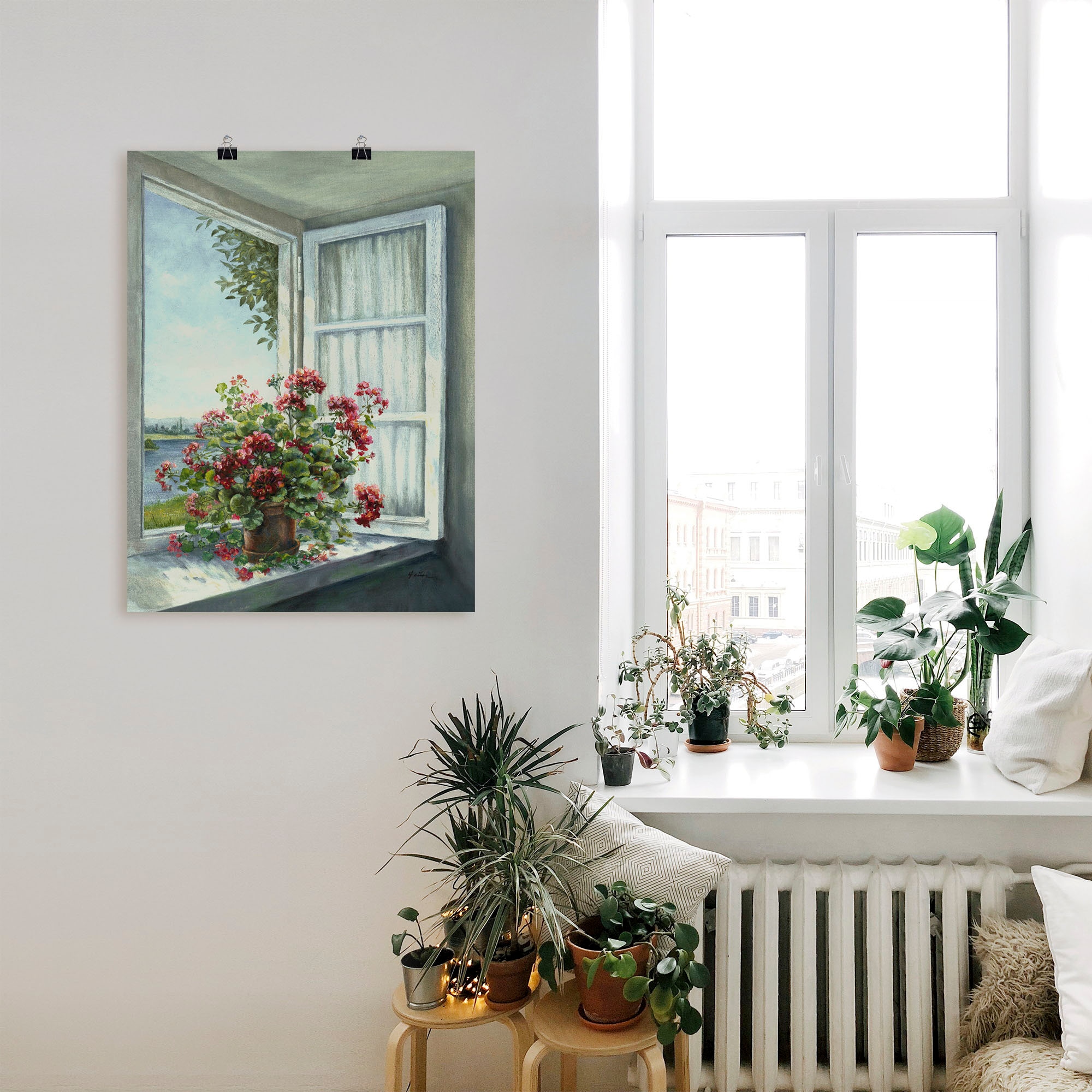 Artland Wandbild »Geranien am Fenster«, Blumen, (1 St.), als Alubild, Outdoorbild, Leinwandbild, Poster, Wandaufkleber