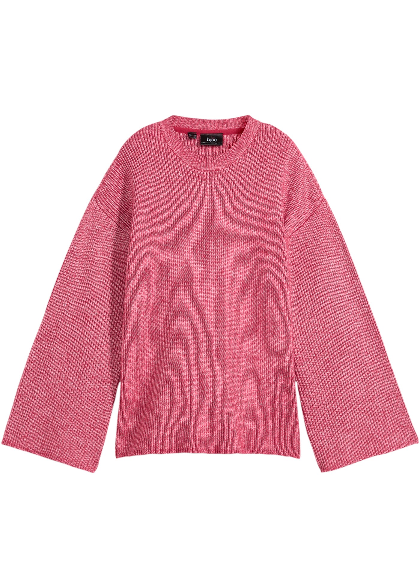bonprix Strickpullover aus Polyester, mit Stehkragen, Oversize-Passform, feiner Rippstrick