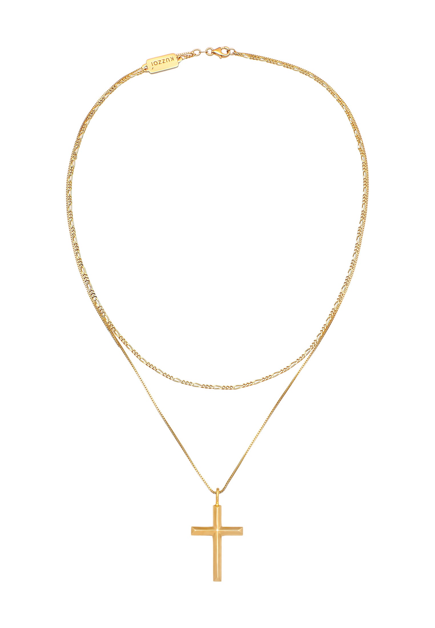 Kuzzoi Kette mit Anhänger »Halskette Herren Layer Kreuz Religion 925 Silber«