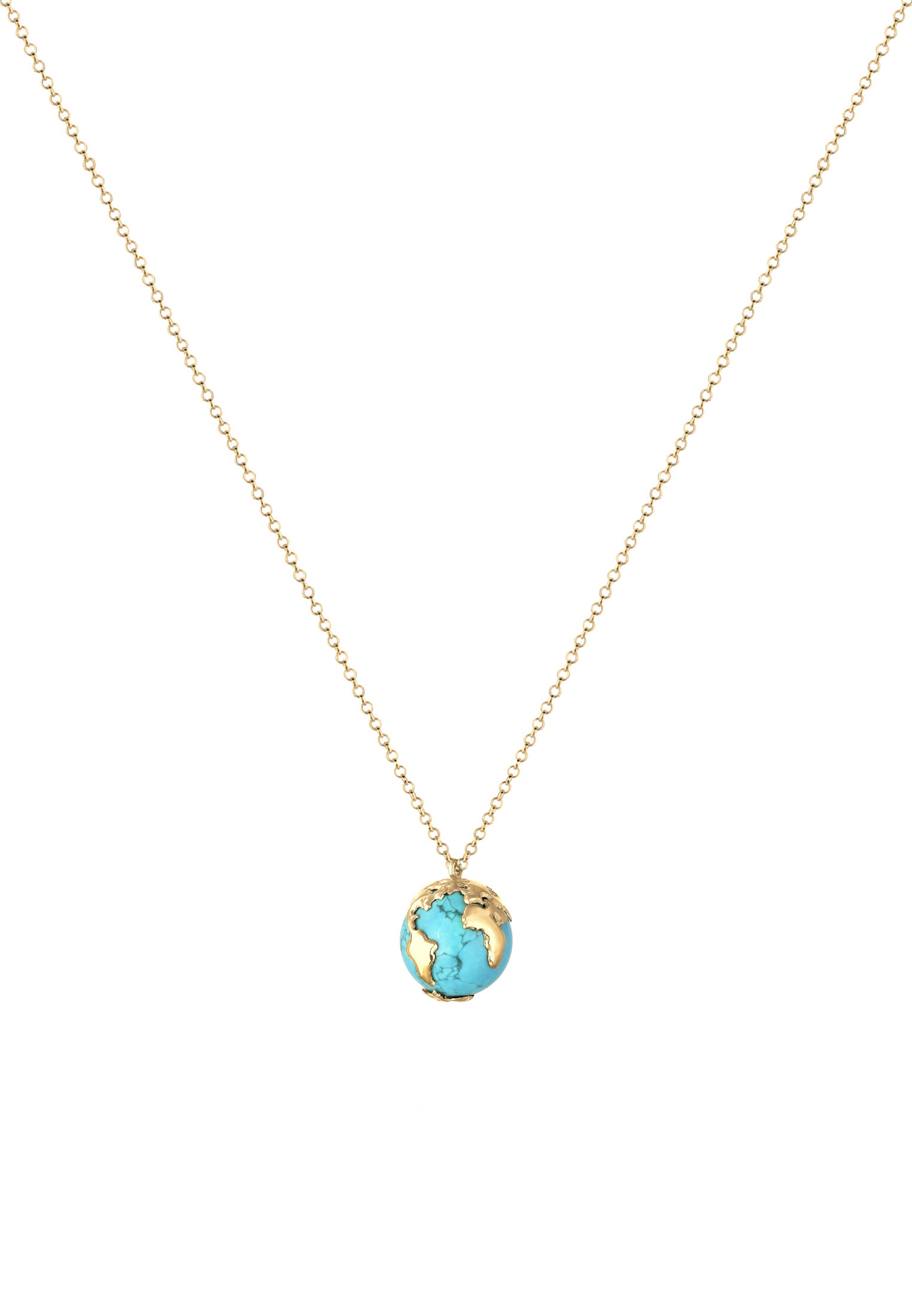 Elli Lange Kette »Halskette Globus Synthetischer Türkis 925 Sterling Silber«