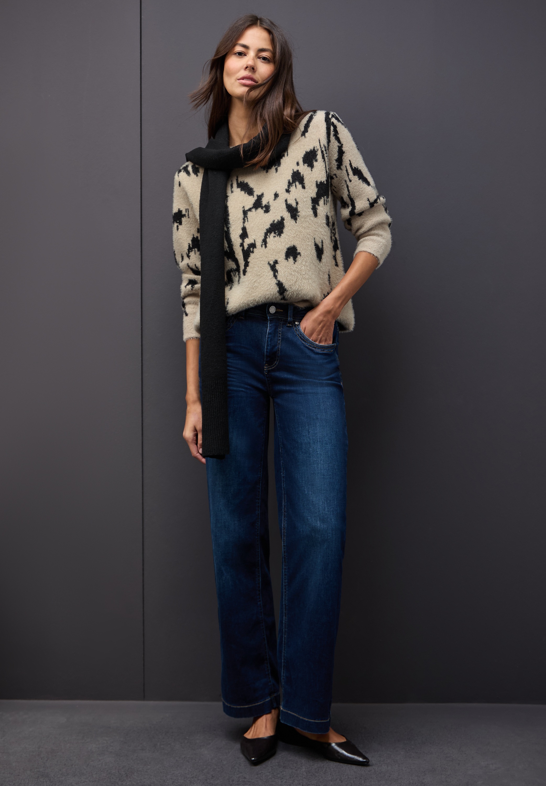 STREET ONE Rundhalspullover gemustert