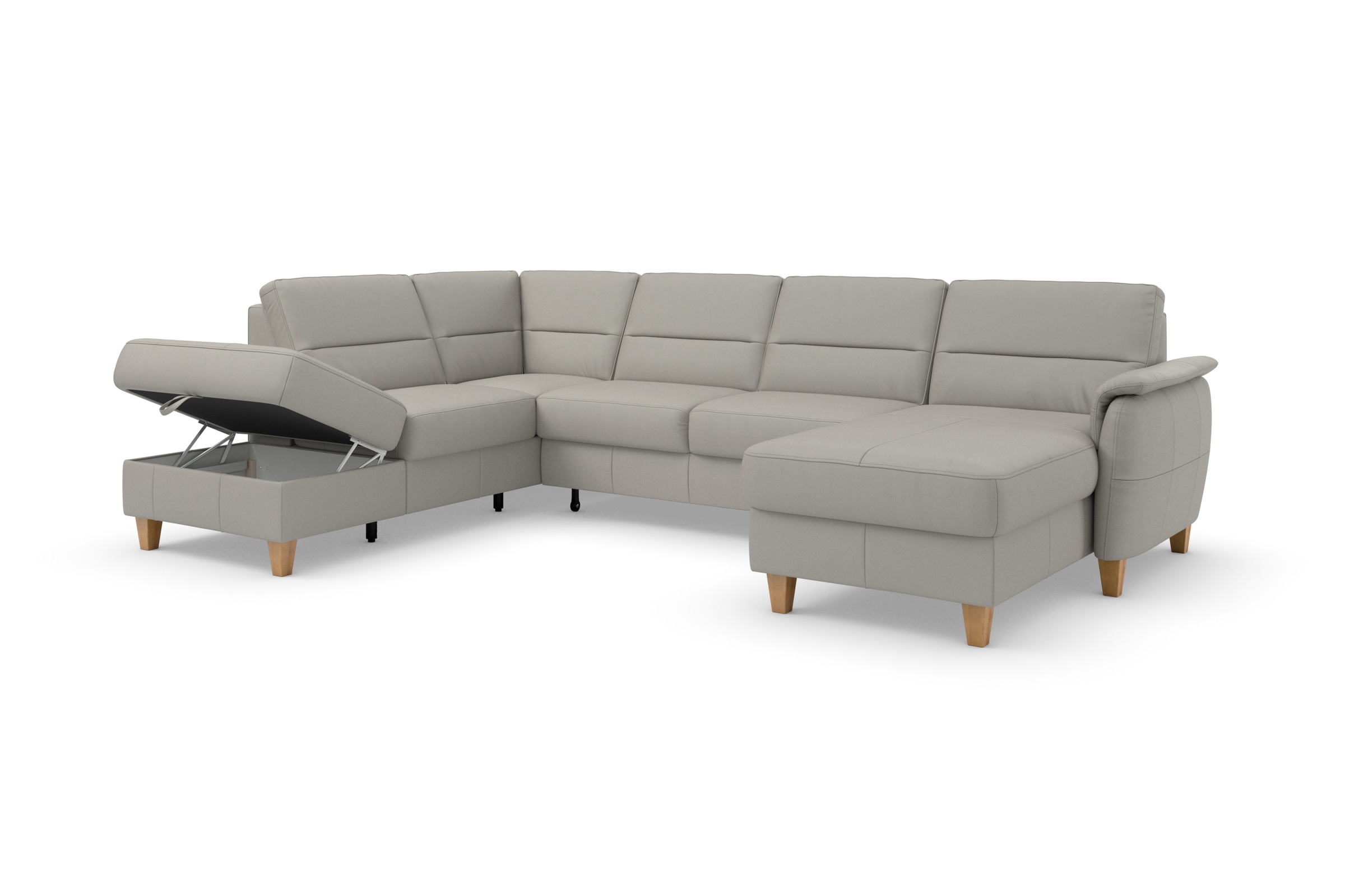 Home affaire Wohnlandschaft »Palmera U-Form, B: 308 cm«, optional Bettfunktion & Bettkasten, Federkern