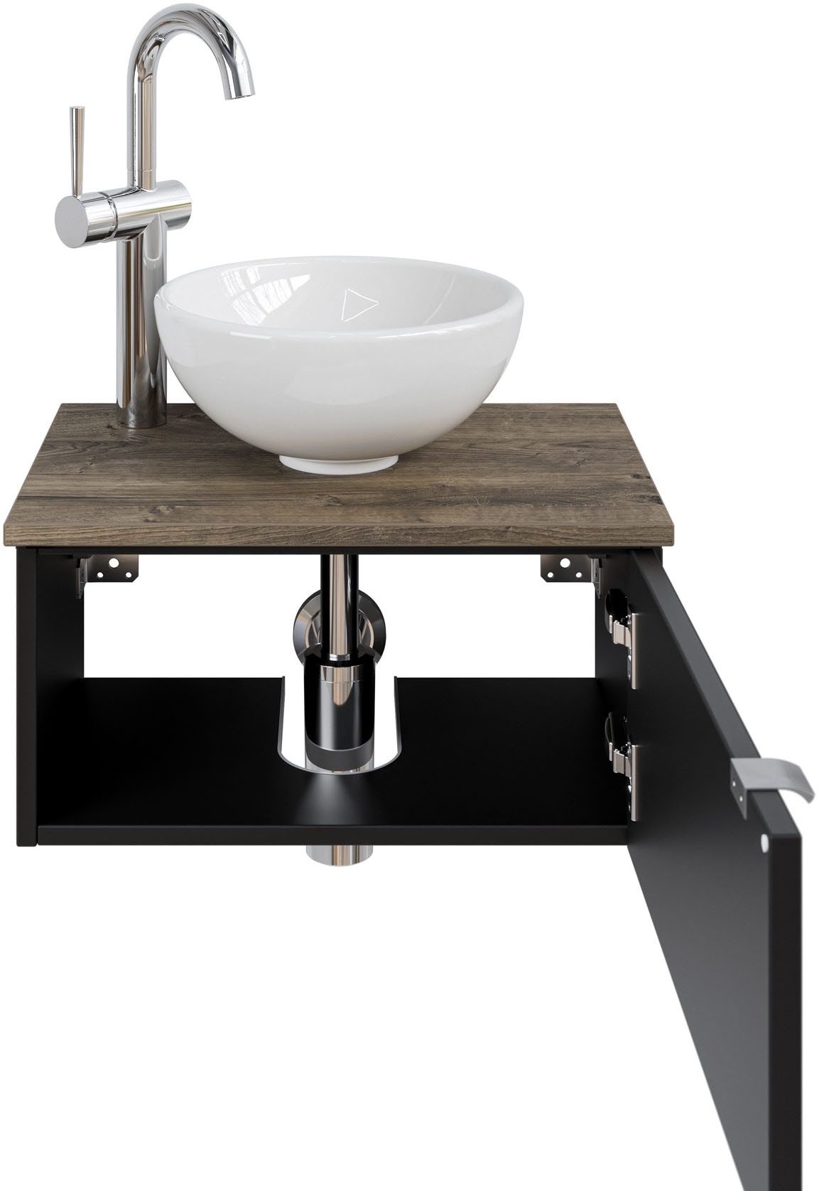 Saphir Waschtisch »Serie 6915 Waschschale mit Unterschrank für Gästebad, Gäste WC«, 51 cm mit Keramik-Aufsatzbecken und 1 Tür
