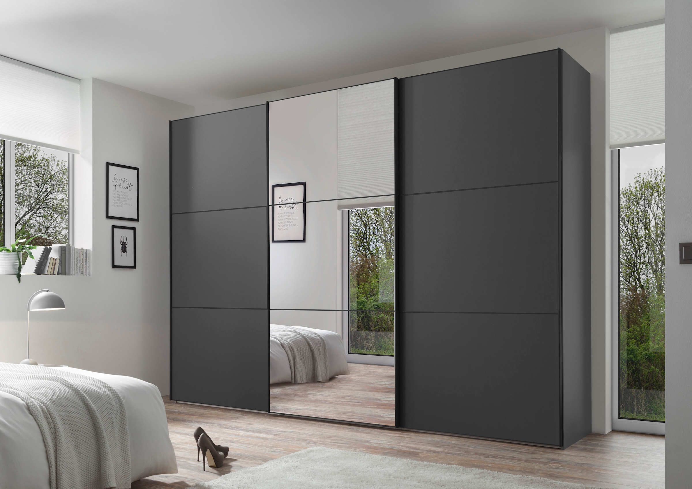 STAUD Schwebetürenschrank »Includo, Made in Germany«, Mit Spiegeltüre und vier verschiedenen Ausstattungsvarianten