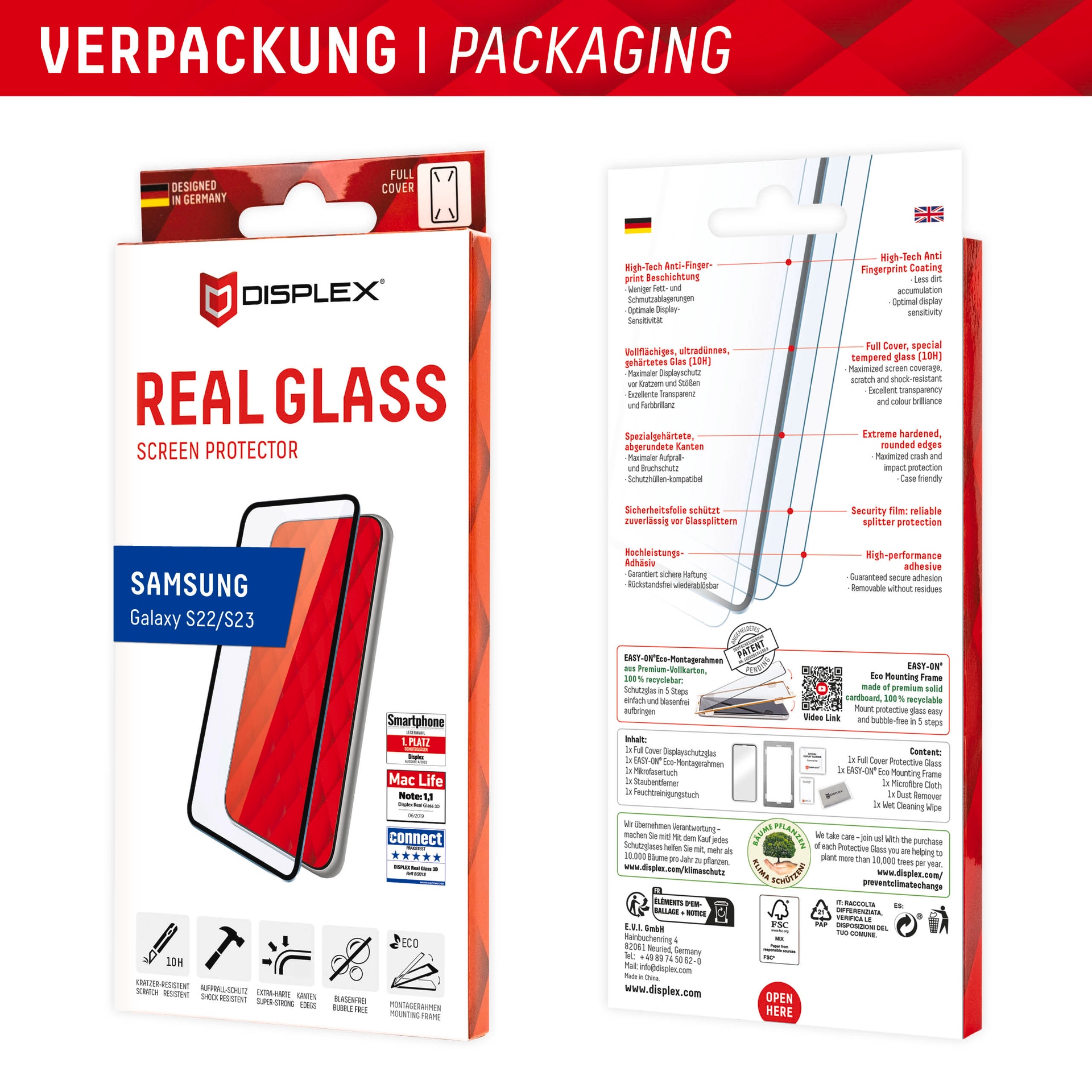 Displex Displayschutzglas »Real Glass Full Cover« Displayschutzfolie, Schutzfolie, Bildschirmschutz, kratz- & stoßfest