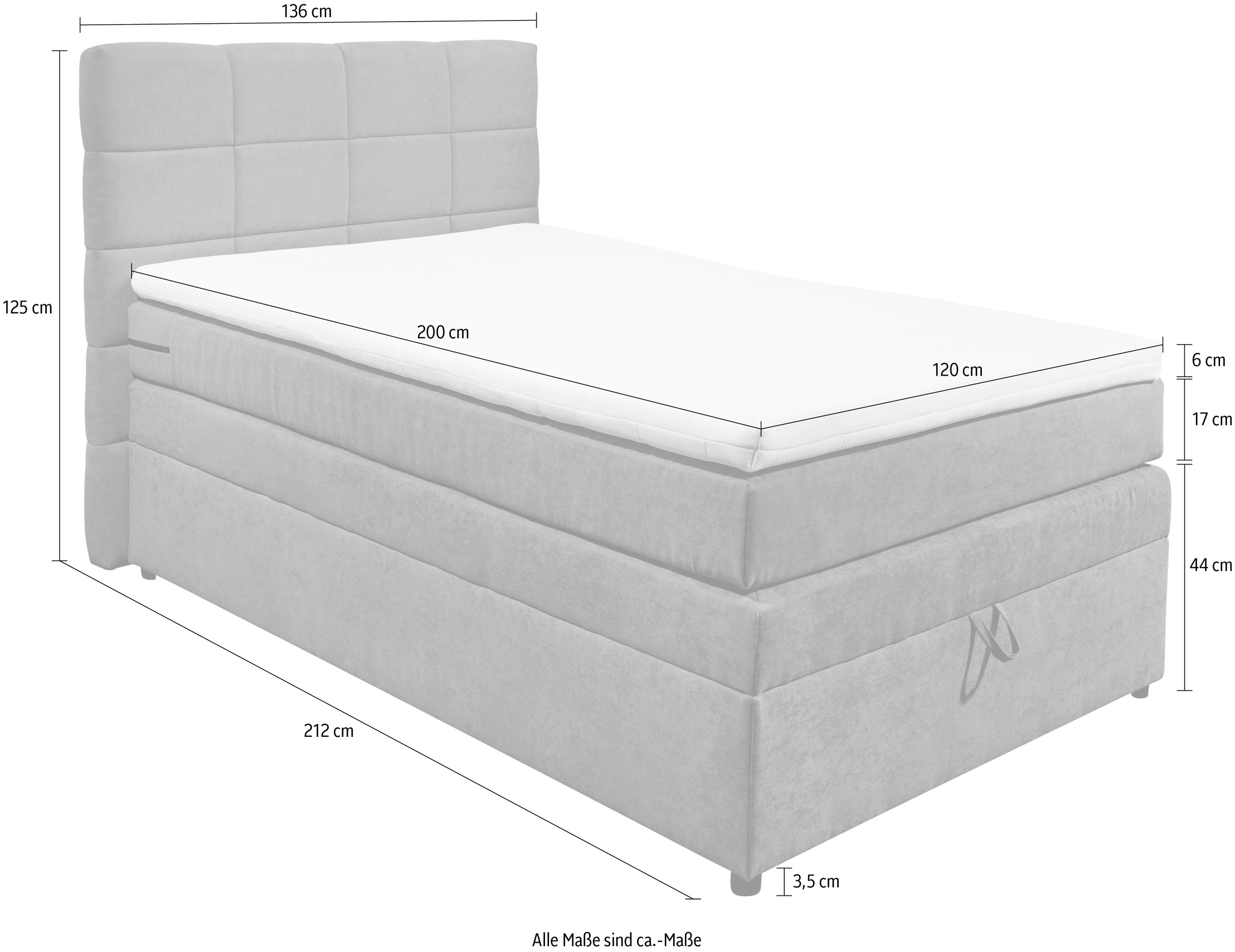 ED EXCITING DESIGN Boxspringbett »Tacoma«, inkl. Bettkasten und Topper