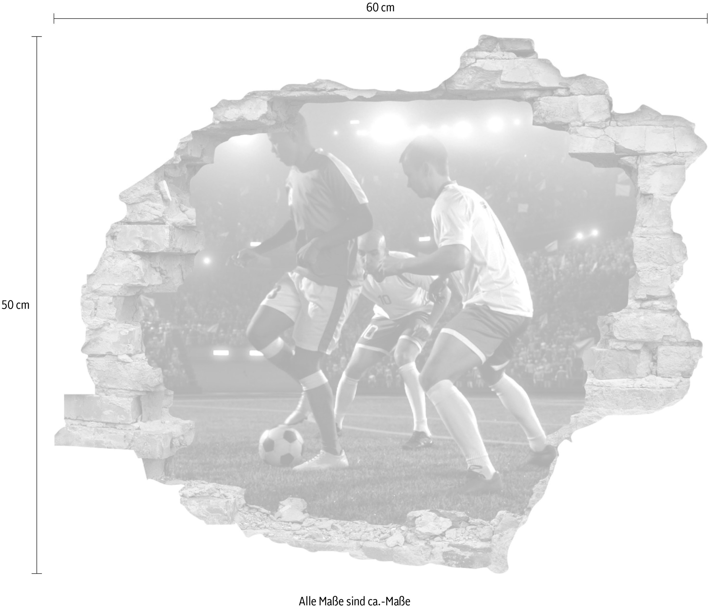 queence Wandtattoo »Fußball«, (1 St.), Wandsticker, Wandbild, selbstklebend, 3D, Wanddurchbruch