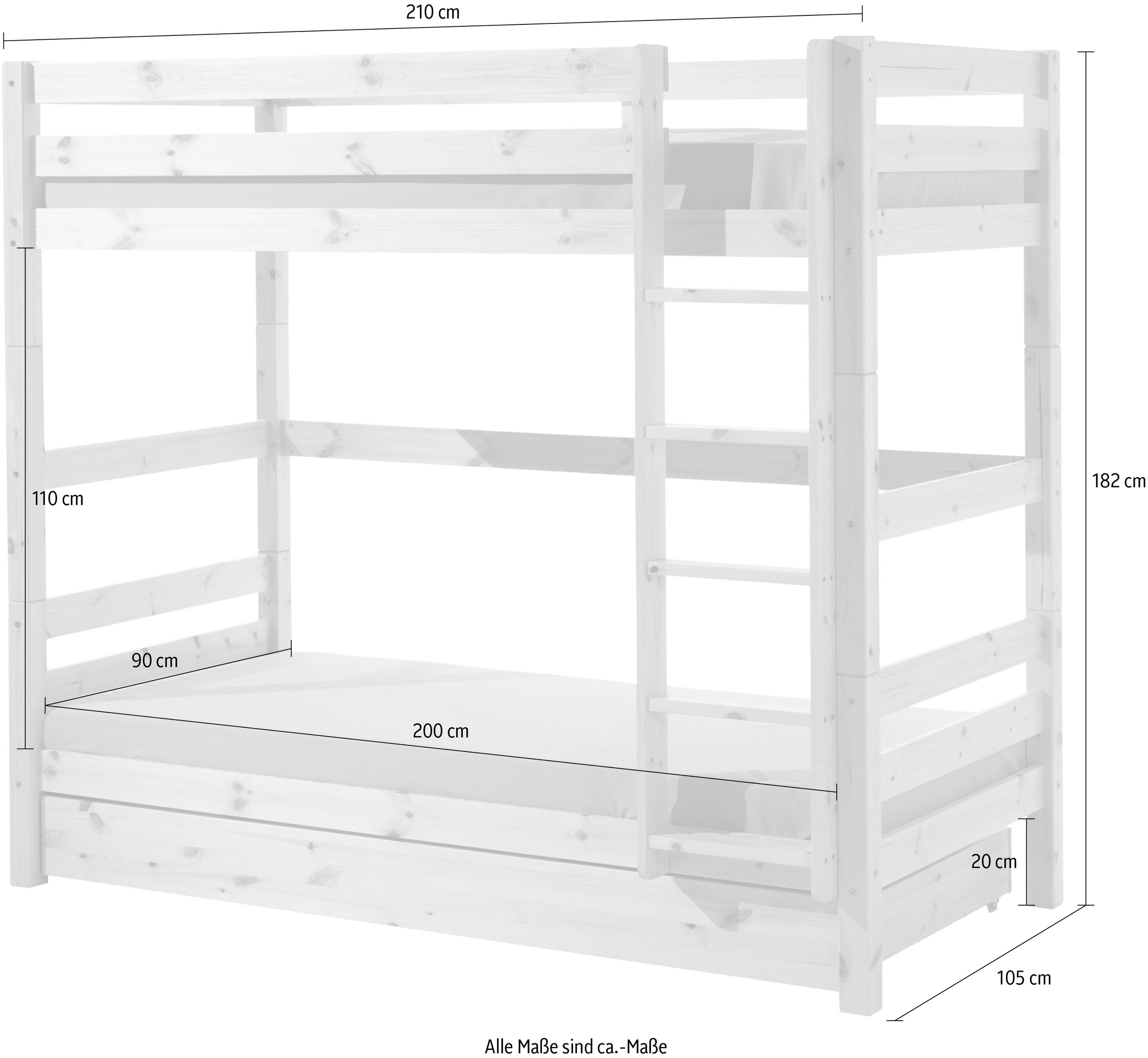 Vipack Etagenbett »Pino«, (Made in Europe), wahlweise mit Bettschublade