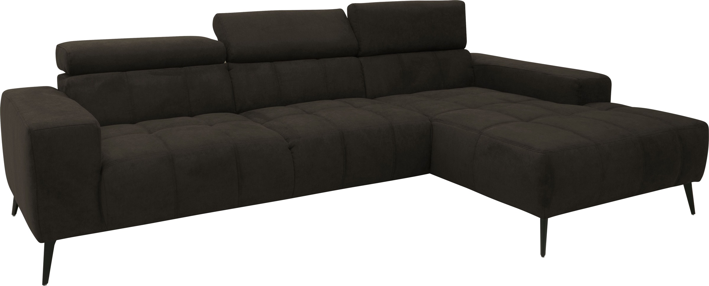 DOMO collection Ecksofa »Trento L-Form, mit Kufenfuß oder Einzelfuß«, wahlweise mit Kopfteilverstellung, Recamiere links/rechts bestellbar