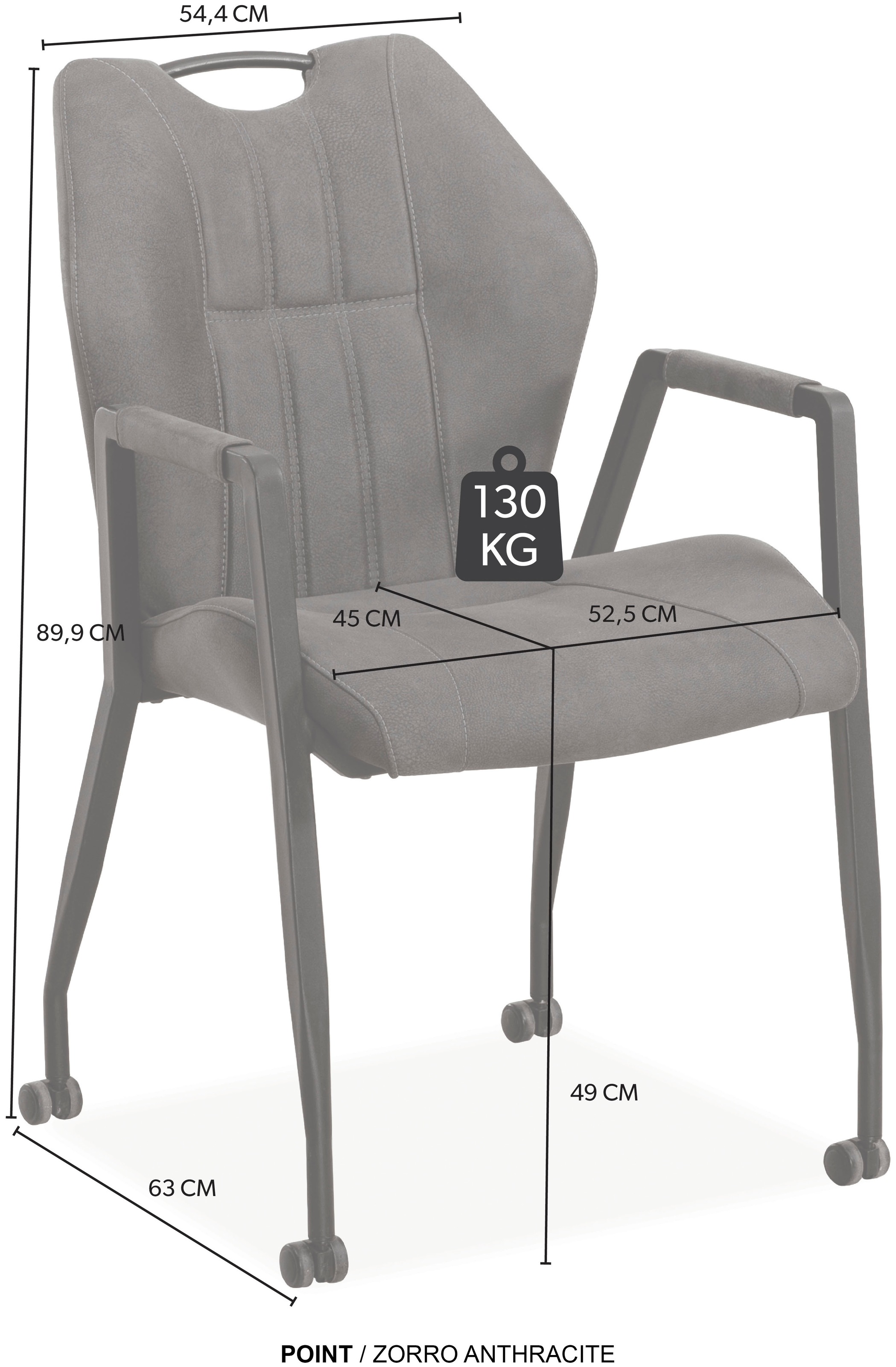 OMG Design Armlehnstuhl »Point«, (Set), 2 St., Stoff, Esszimmerstuhl mit Rollen, Bürostuhl