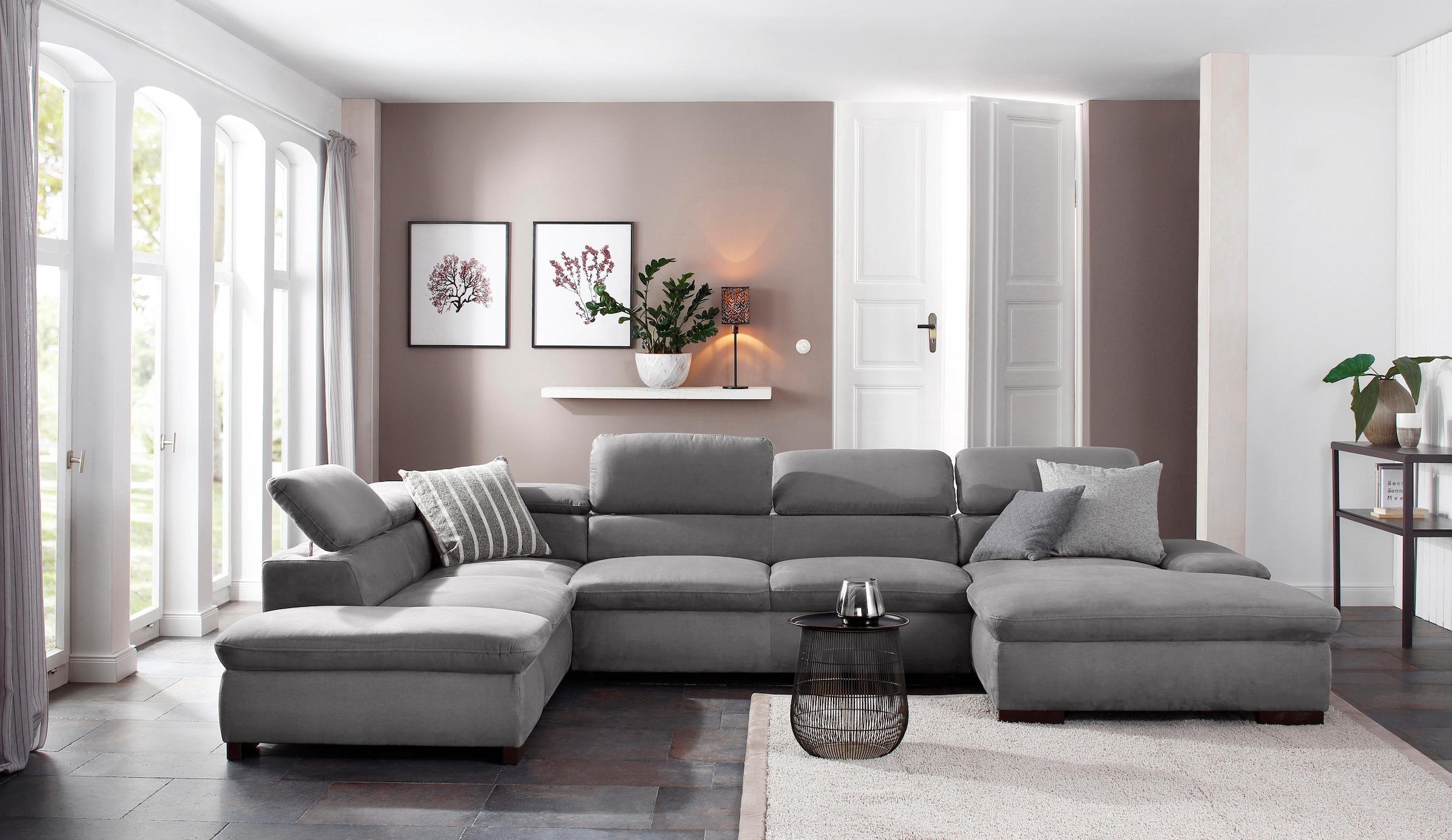 Home affaire Wohnlandschaft »Alberto U-Form« mit Kopfteilverstellung, wahlweise mit Bettfunktion